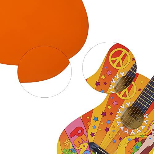 Jurez Acoustic Guitar, 38 Inch Cutaway, Jrz38Ct, Hippie Funky Design, With Bag, Picks, Strap & Extra String Set