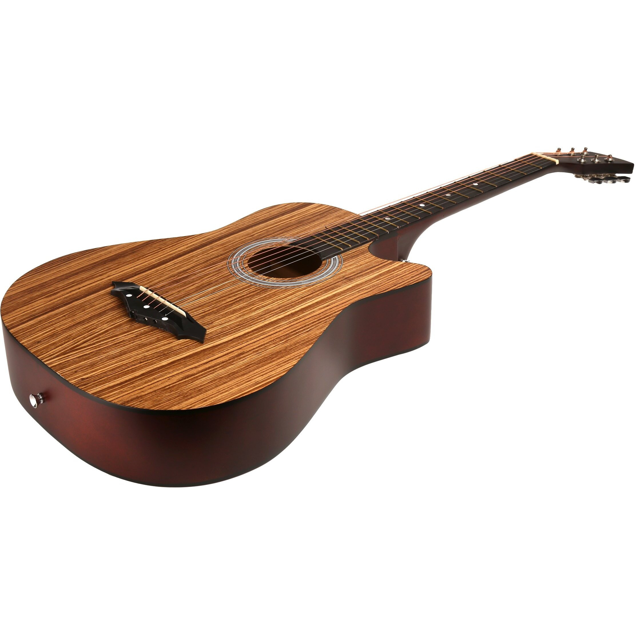 Jurez Jrz38C/Zeb 6 Strings Acoustic Guitar 38 Inch Cutaway, Right Handed, Zebrawood With Bag, Strings, Picks And Strap