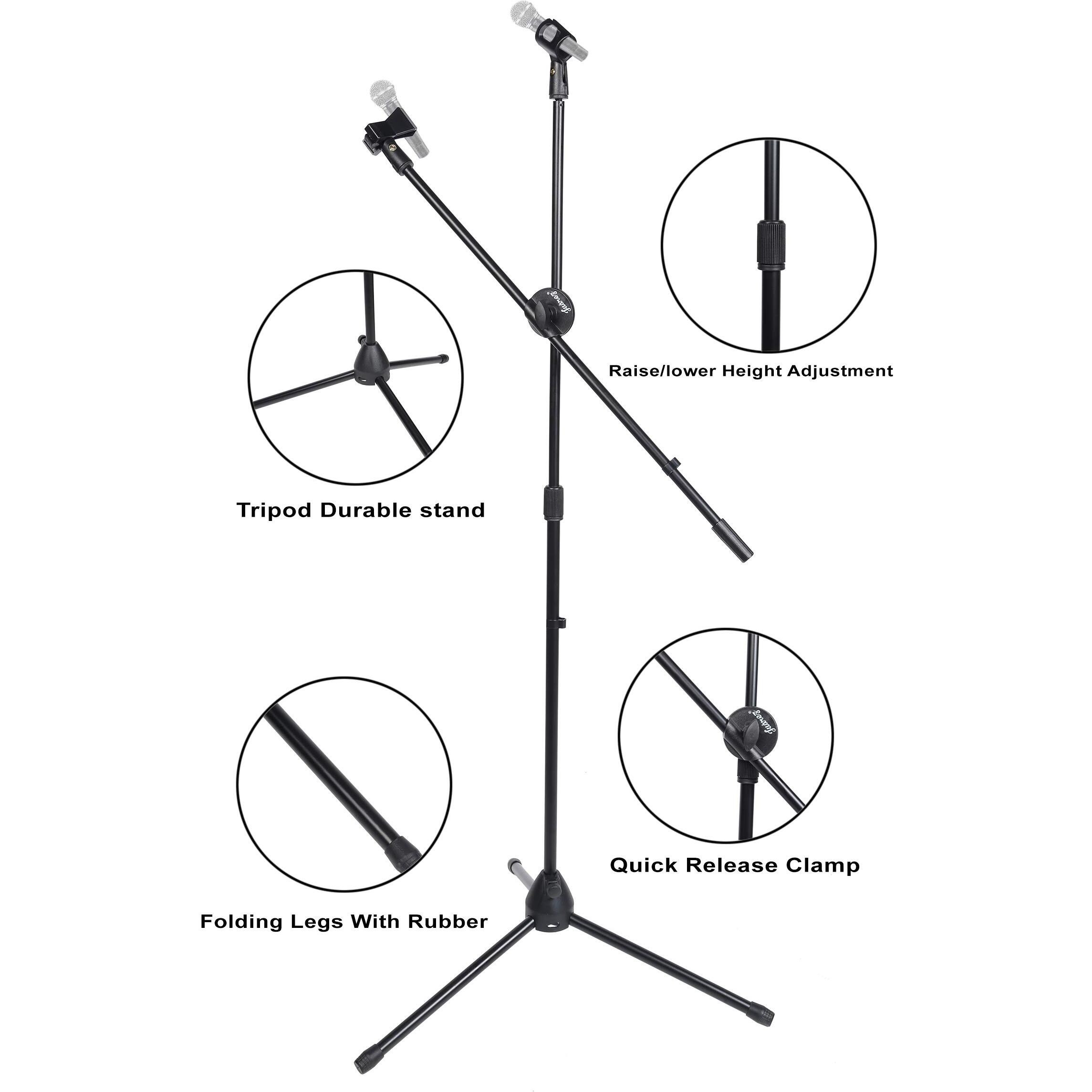 Juarez Jrz30Ms Microphone Boom Stand, 3 Leg, Angle Roller, Dual Mic Holder