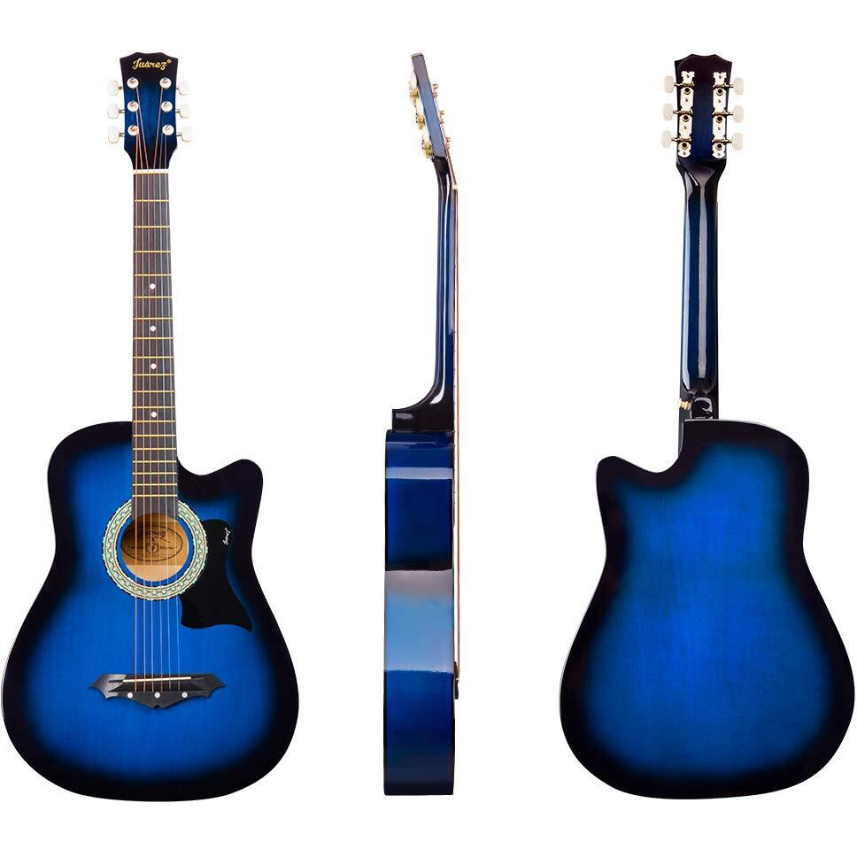 Juarez 38 Inches Lindenwood Acoustic Guitar With Dual Action Truss Rod, Bag, Picks, Allen Key, Extra String Set, Tbls Blue Sunburst