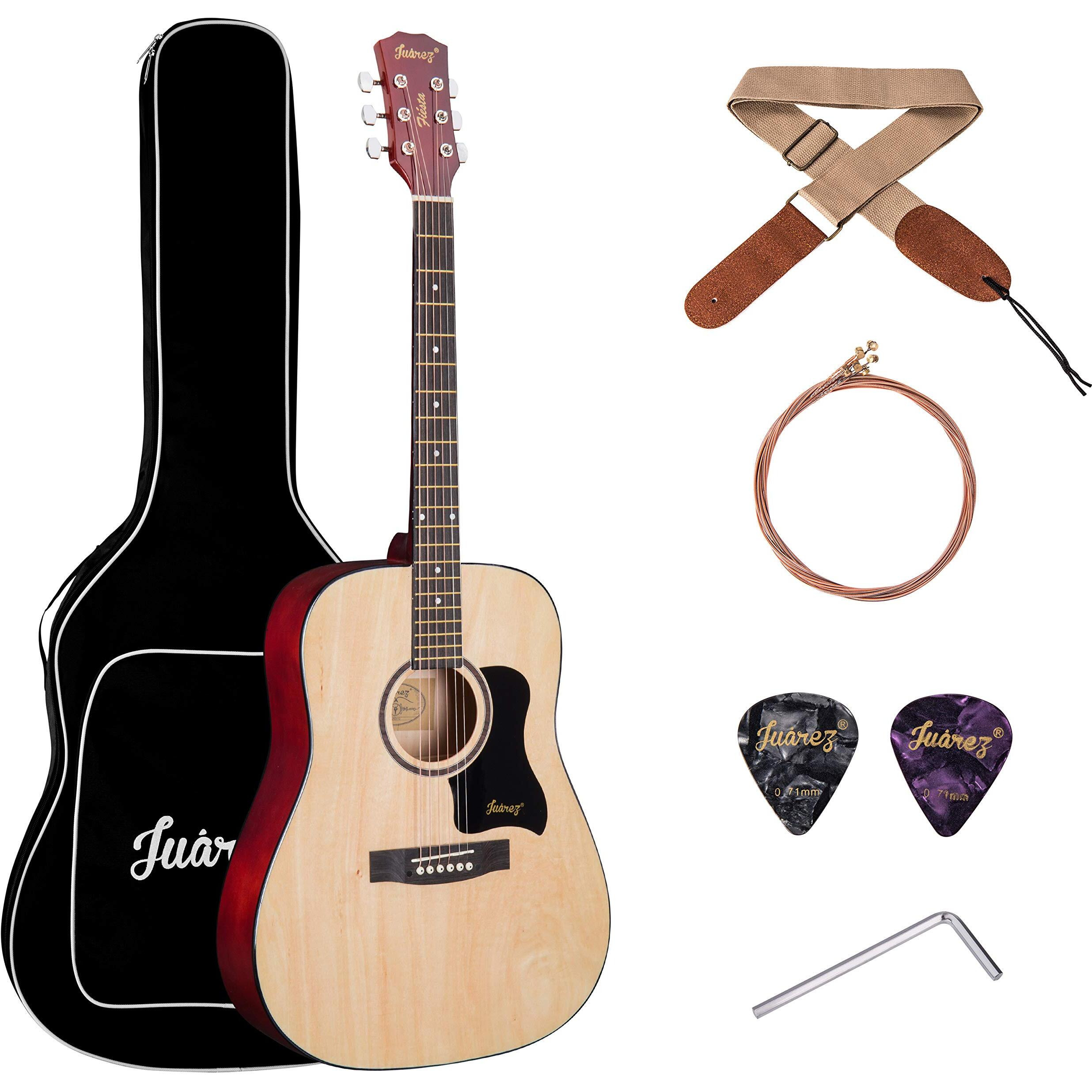Juarez Fista 41 Inch Acoustic Guitar With Dual Action Truss Rod, Jrz41C/Nat 21 Frets Rosewood Fretboard & Bridge, Bag, Strap, 2 Picks, Allen Key, Extra String Set, Natural