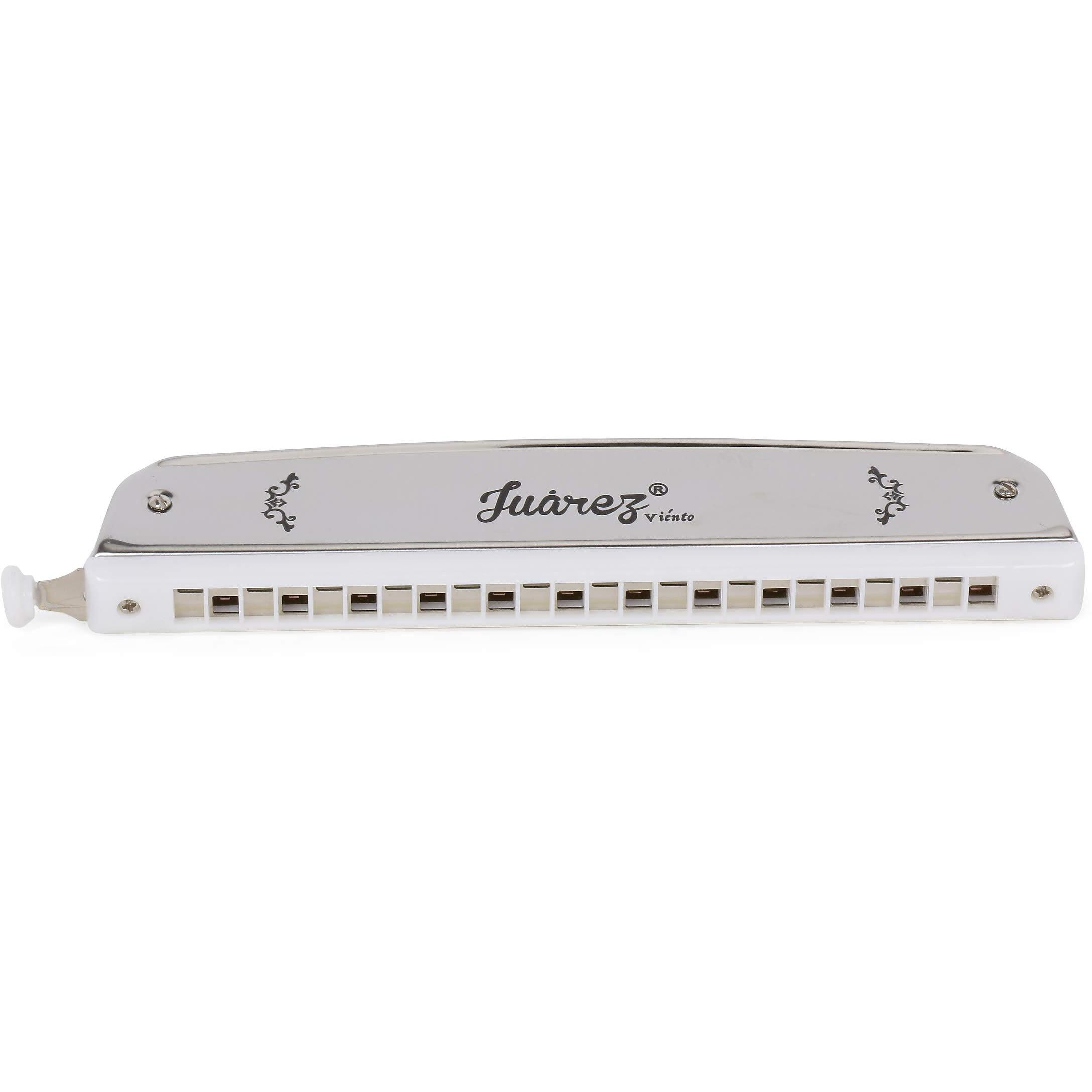 Juarez 24 Holes Jrh24Chsl Harmonica Brass Reed Plate Aluminum Cover Chromatic Tower Mouth Organ With Case Silver