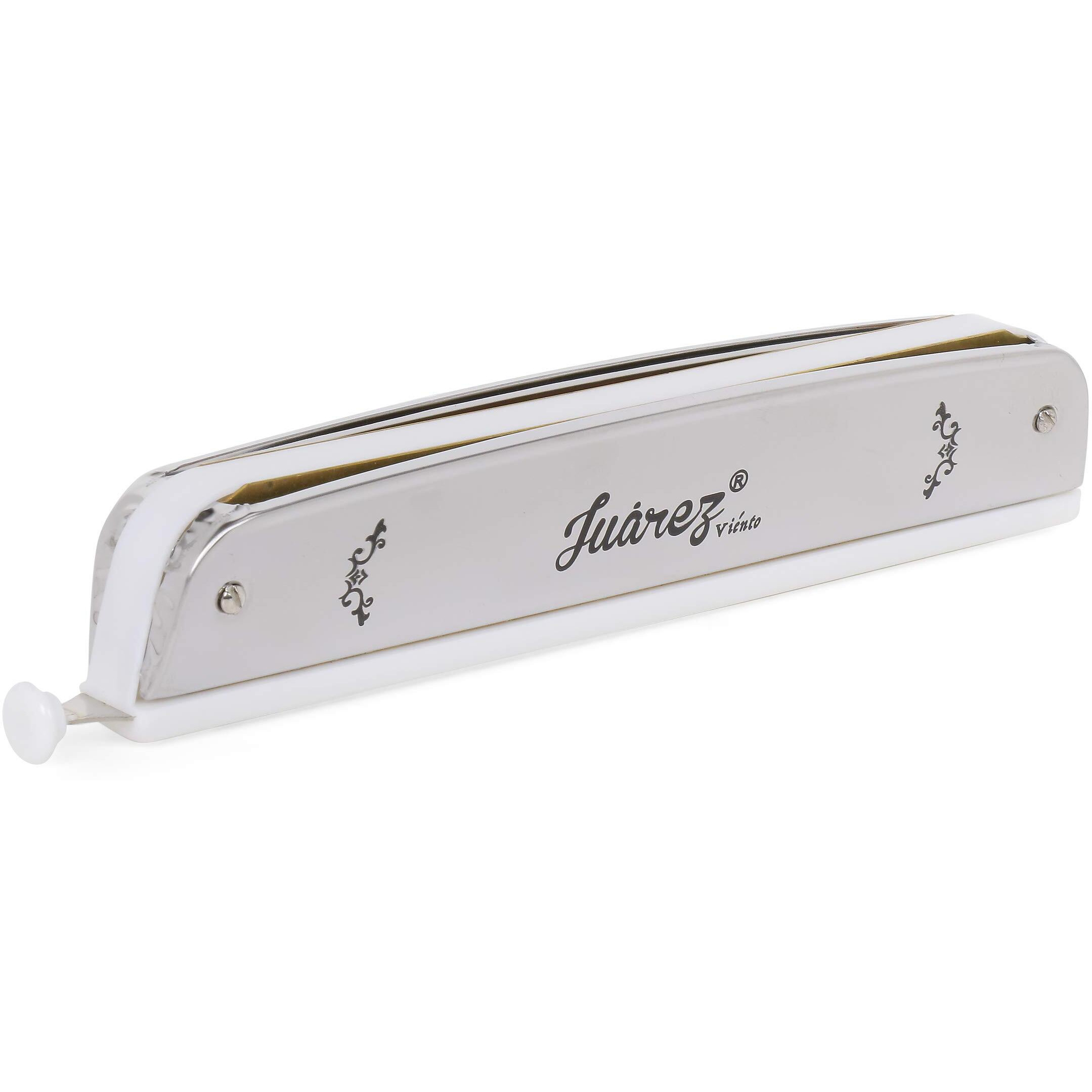 Juarez 24 Holes Jrh24Chsl Harmonica Brass Reed Plate Aluminum Cover Chromatic Tower Mouth Organ With Case Silver