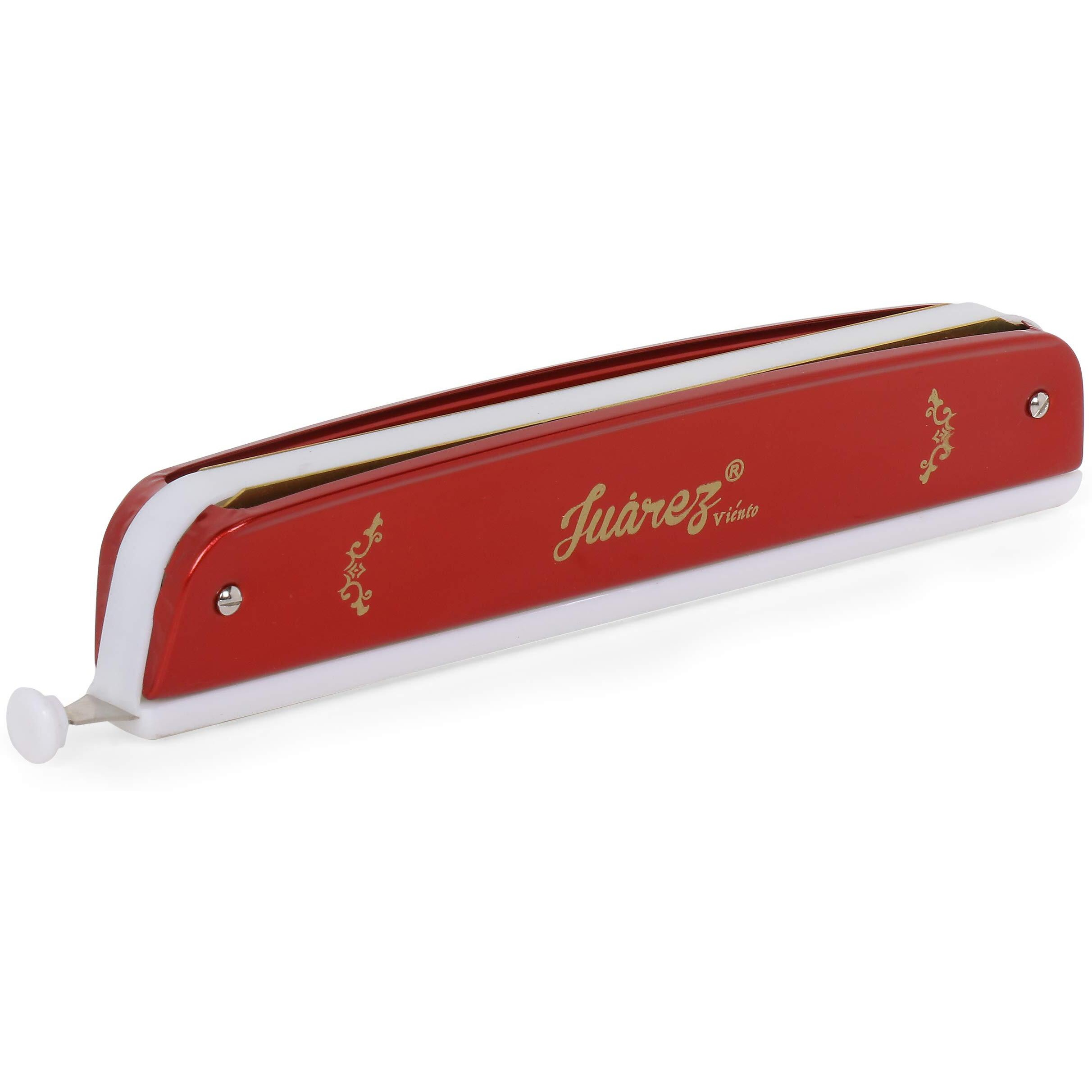 Juarez 24 Holes Jrh24Chrd Harmonica Brass Reed Plate Aluminum Cover Chromatic Tower Mouth Organ With Case Red
