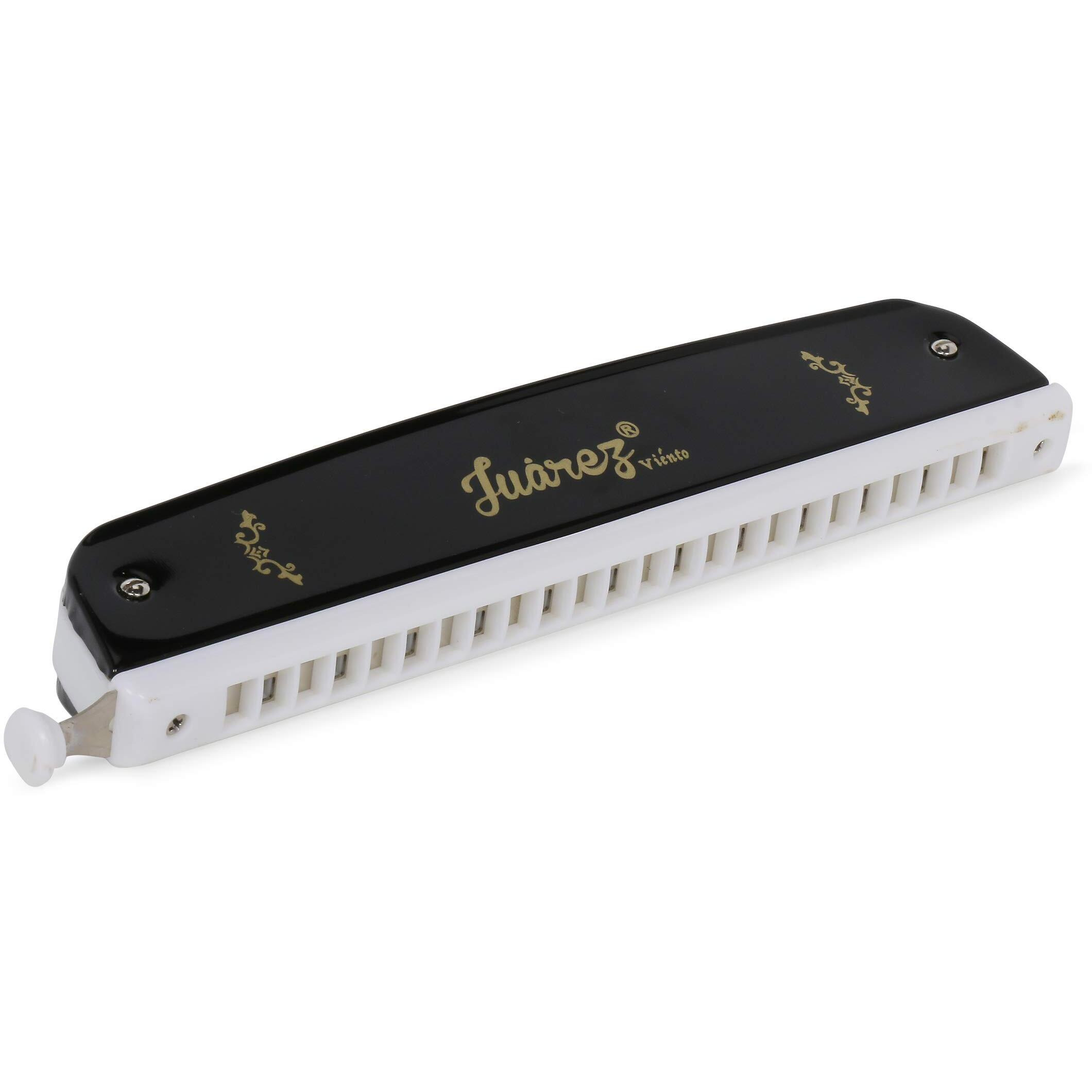 Juarez 24 Holes Jrh24Chbk Harmonica Brass Reed Plate Aluminum Cover Chromatic Tower Mouth Organ With Case Black