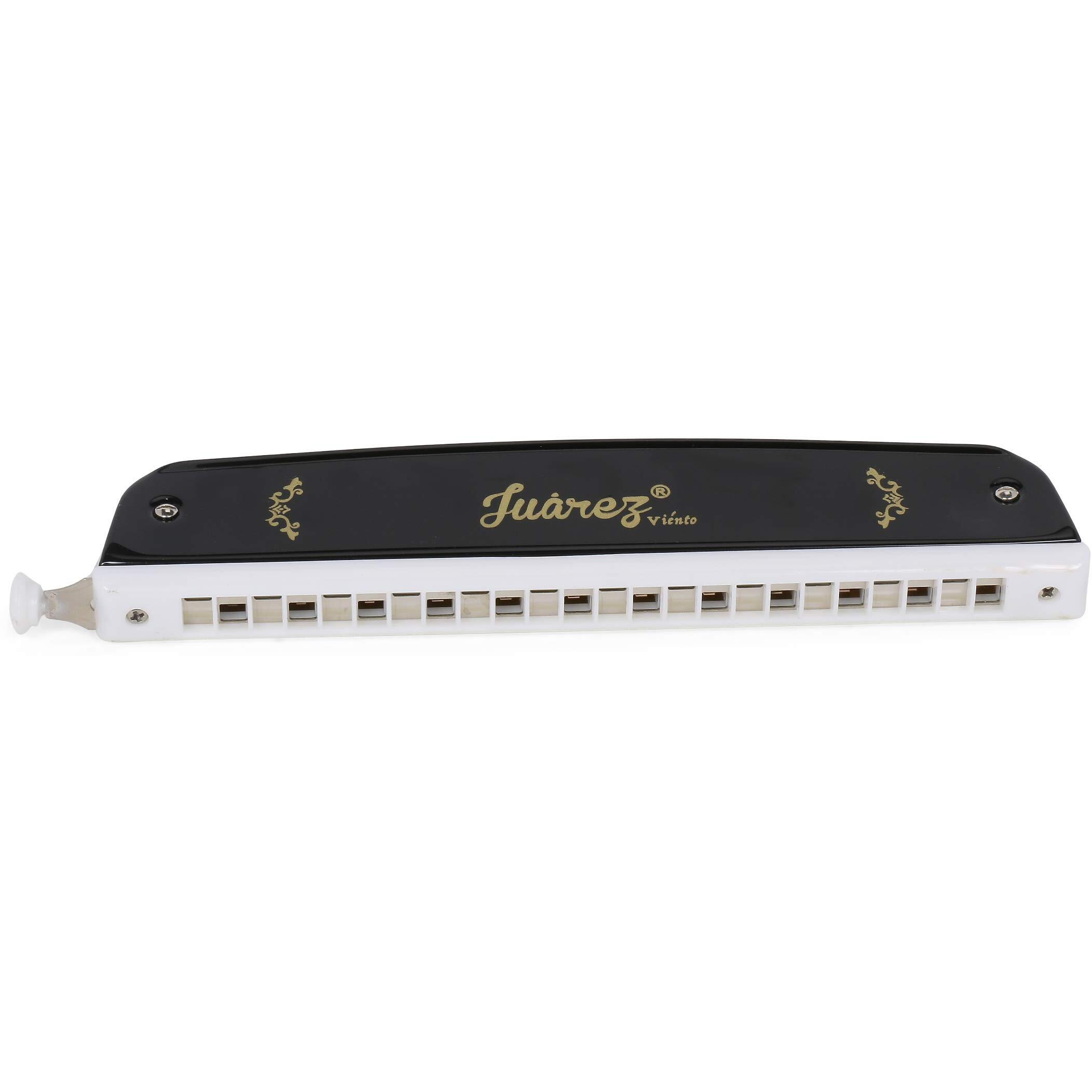 Juarez 24 Holes Jrh24Chbk Harmonica Brass Reed Plate Aluminum Cover Chromatic Tower Mouth Organ With Case Black