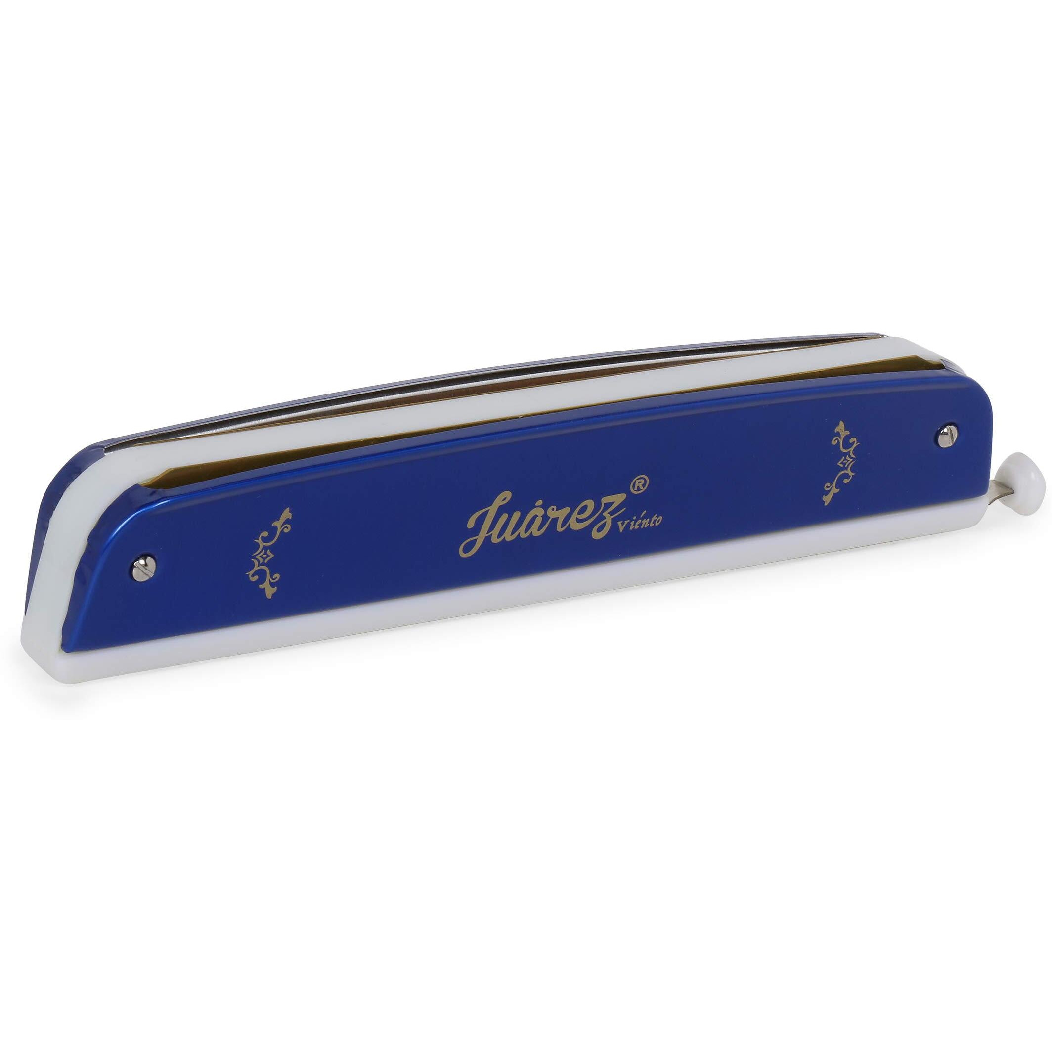 Juarez 24 Holes Jrh24Chbl Harmonica Brass Reed Plate Aluminum Cover Chromatic Tower Mouth Organ With Case Blue
