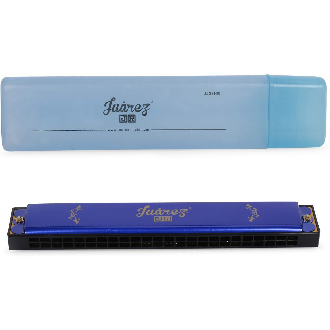 Juarez Junior Jj24Hb 24 Holes Harmonica Key Of C Scale | Mouth Organ | Cover - Aluminium | Comb - Abs | Reed  Brass Blue