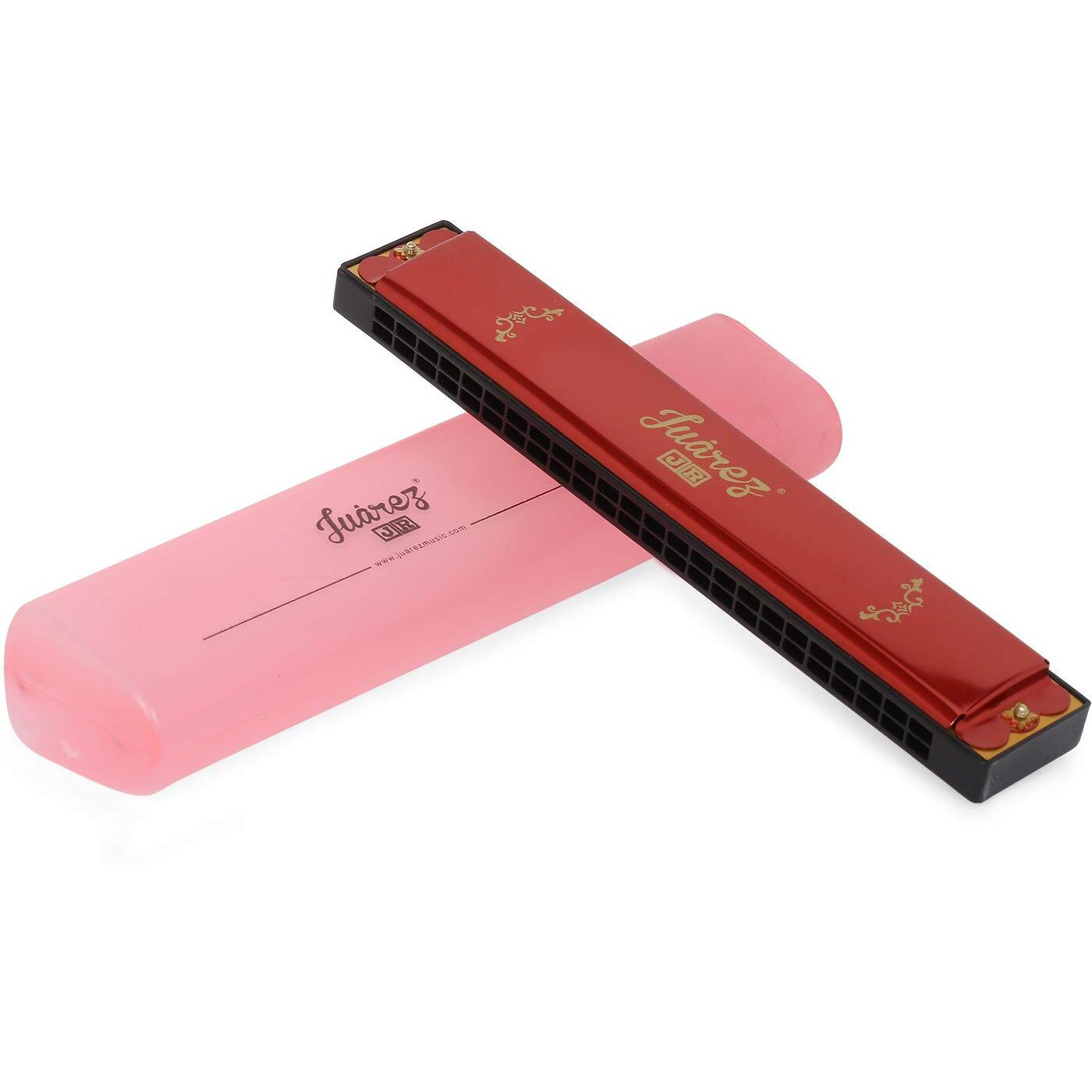 Juarez Junior Jj24Hr 24 Holes Harmonica Key Of C Scale | Mouth Organ | Cover - Aluminium | Comb - Abs | Reed  Brass Red