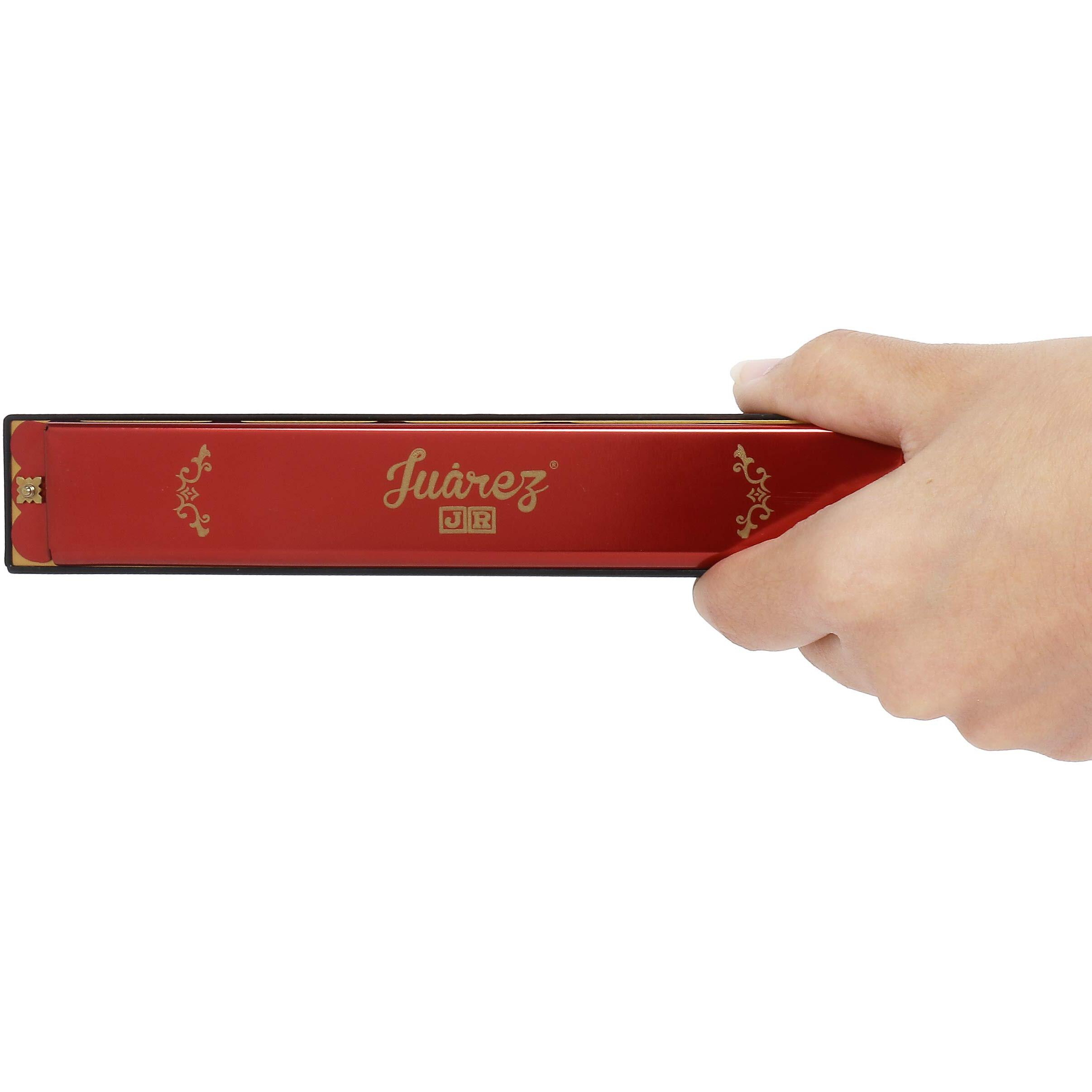 Juarez Junior Jj24Hr 24 Holes Harmonica Key Of C Scale | Mouth Organ | Cover - Aluminium | Comb - Abs | Reed  Brass Red
