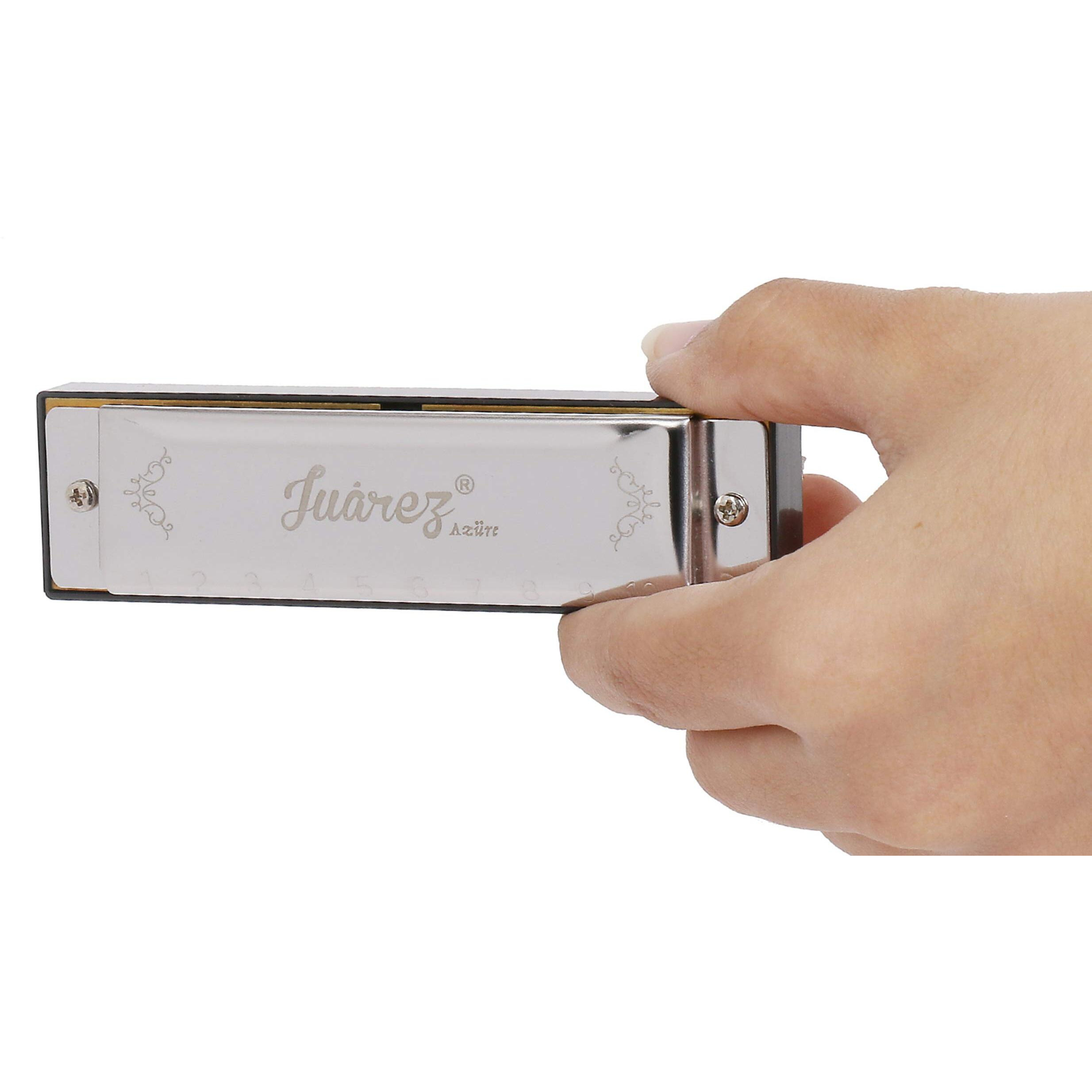 Juarez Jrh10A-G Diatonic Professional Blues Harmonica Key Of G Scale | 10 Holes | Mouth Organ | Cover  Stainless Still | Comb - Abs | Reed - Phosphor Bronze With Case