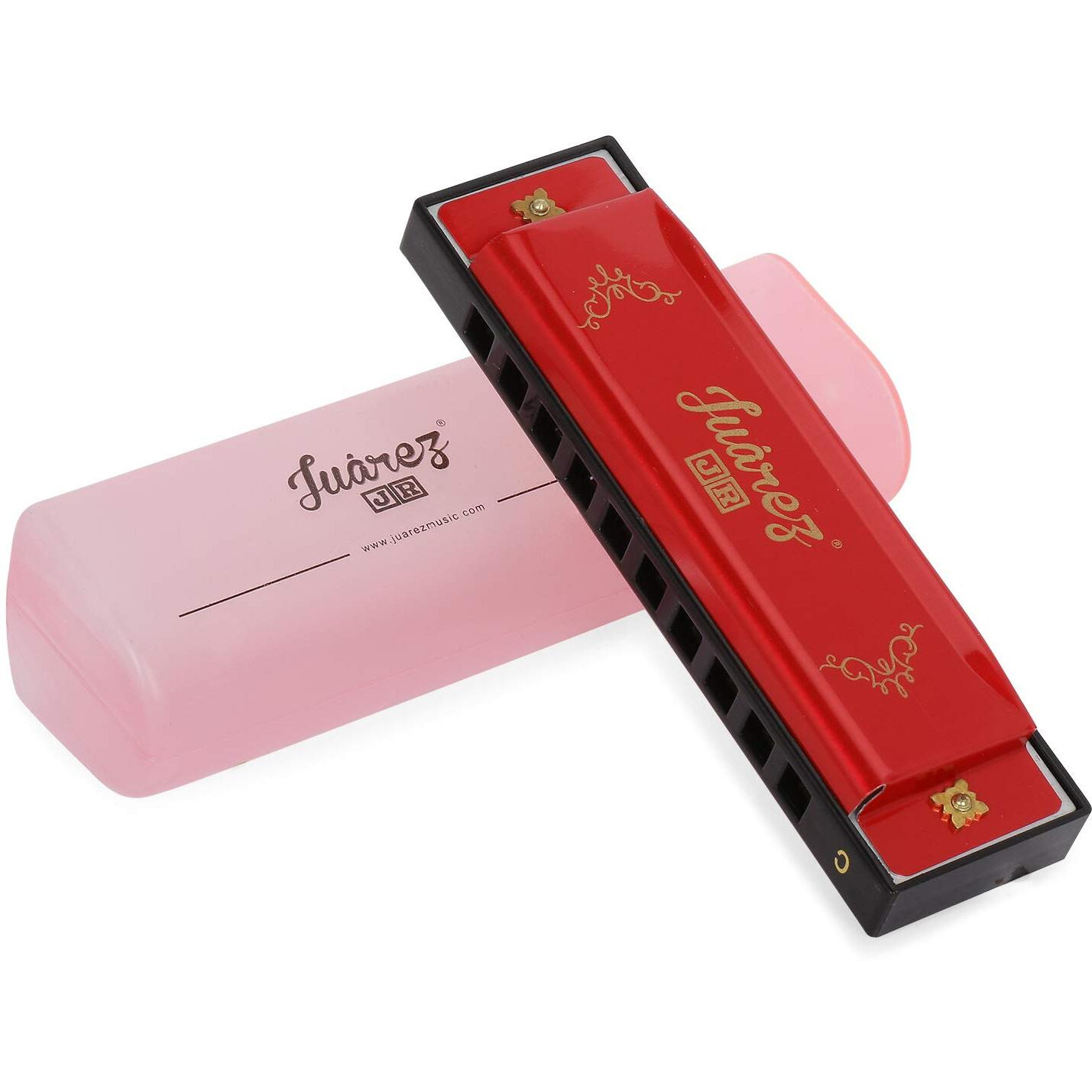 Juarez Junior Jj10Hr 10 Holes Educational Harmonica Key Of C Scale | Mouth Organ | Cover - Aluminum | Comb - Abs | Reed  Aluminum Red