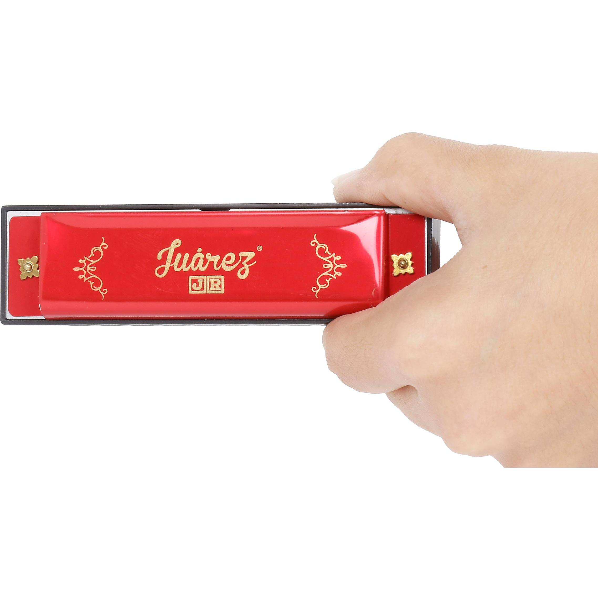 Juarez Junior Jj10Hr 10 Holes Educational Harmonica Key Of C Scale | Mouth Organ | Cover - Aluminum | Comb - Abs | Reed  Aluminum Red