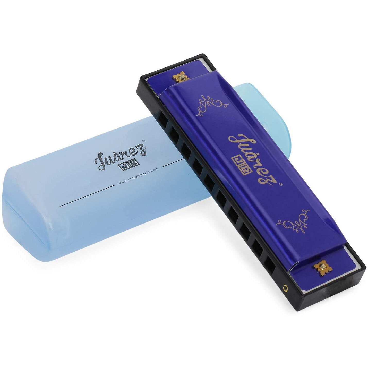Juarez Junior Jj10Hl 10 Holes Educational Harmonica Key Of C Scale | Mouth Organ | Cover - Aluminum | Comb - Abs | Reed  Aluminum Blue