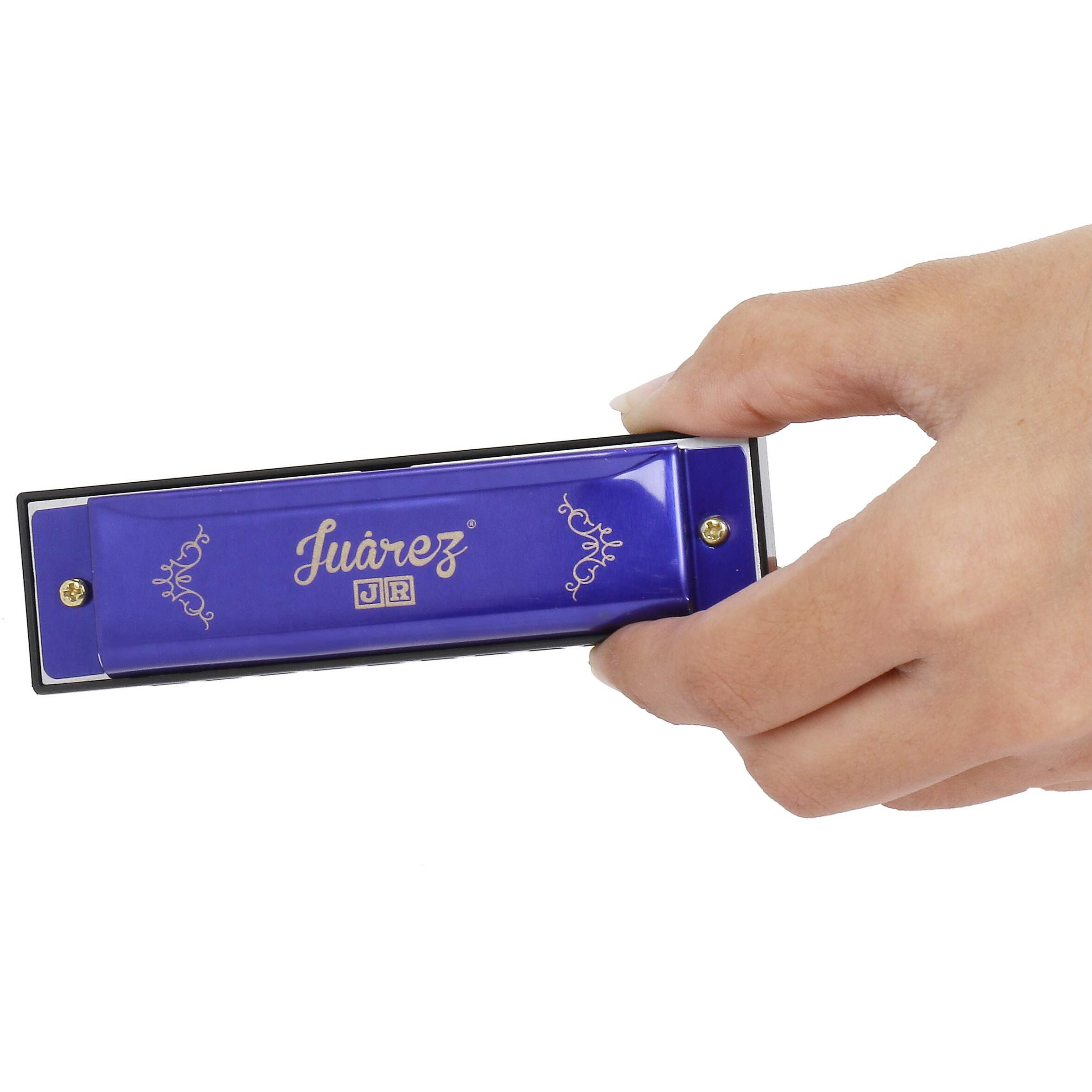 Juarez Junior Jj10Hl 10 Holes Educational Harmonica Key Of C Scale | Mouth Organ | Cover - Aluminum | Comb - Abs | Reed  Aluminum Blue