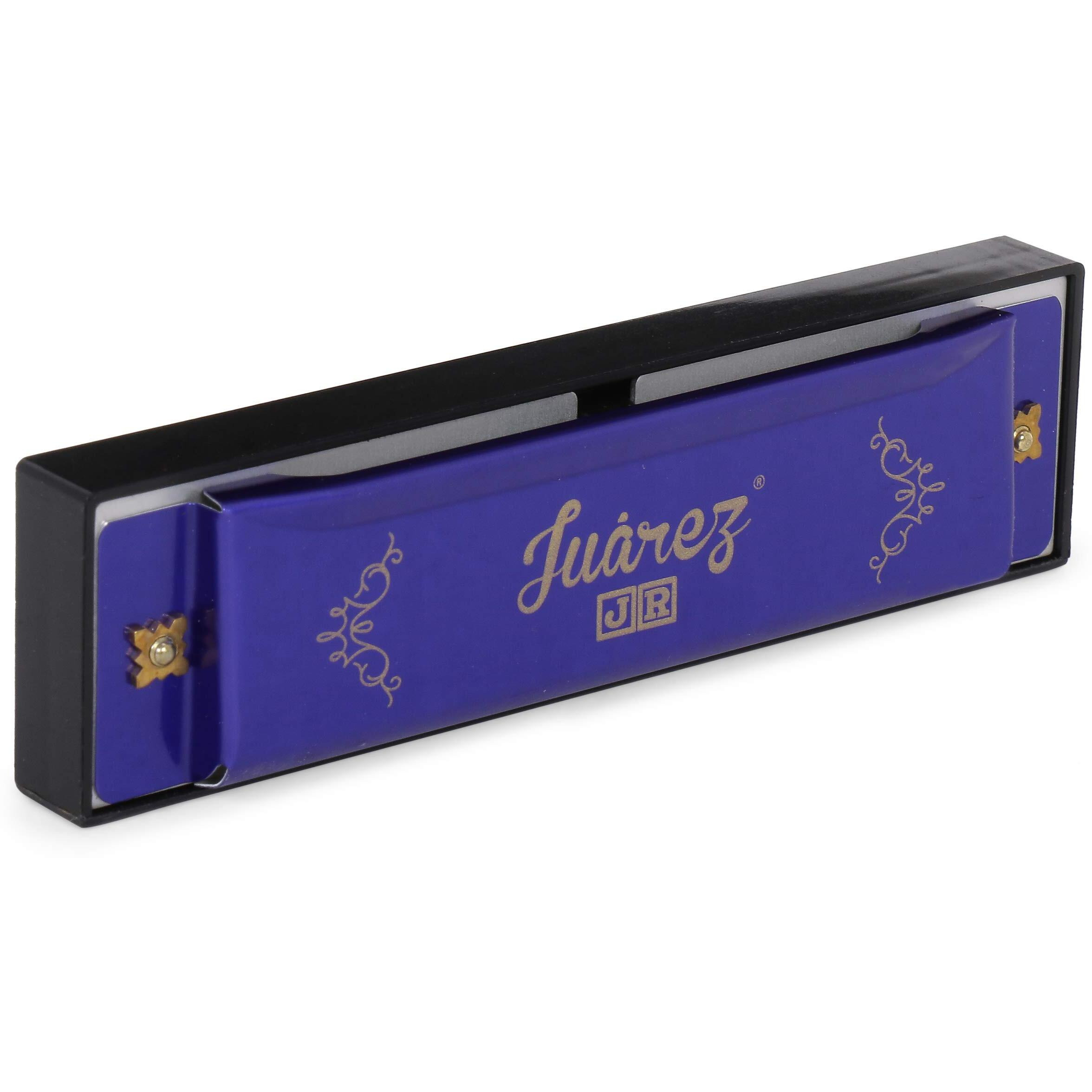 Juarez Junior Jj10Hl 10 Holes Educational Harmonica Key Of C Scale | Mouth Organ | Cover - Aluminum | Comb - Abs | Reed  Aluminum Blue
