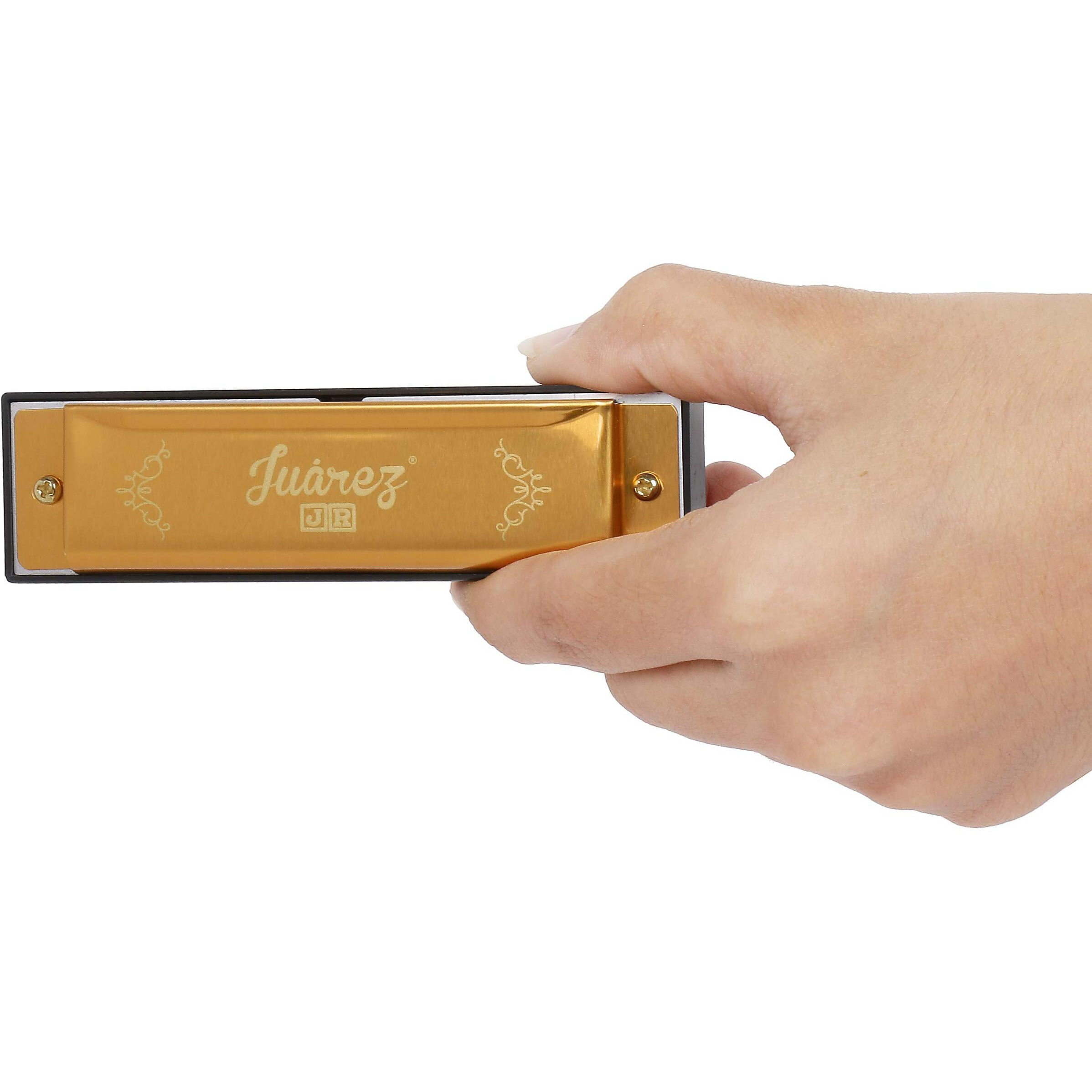 Juarez Junior Jj10Hg 10 Holes Educational Harmonica Key Of C Scale | Mouth Organ | Cover - Aluminum | Comb - Abs | Reed  Aluminum Gold