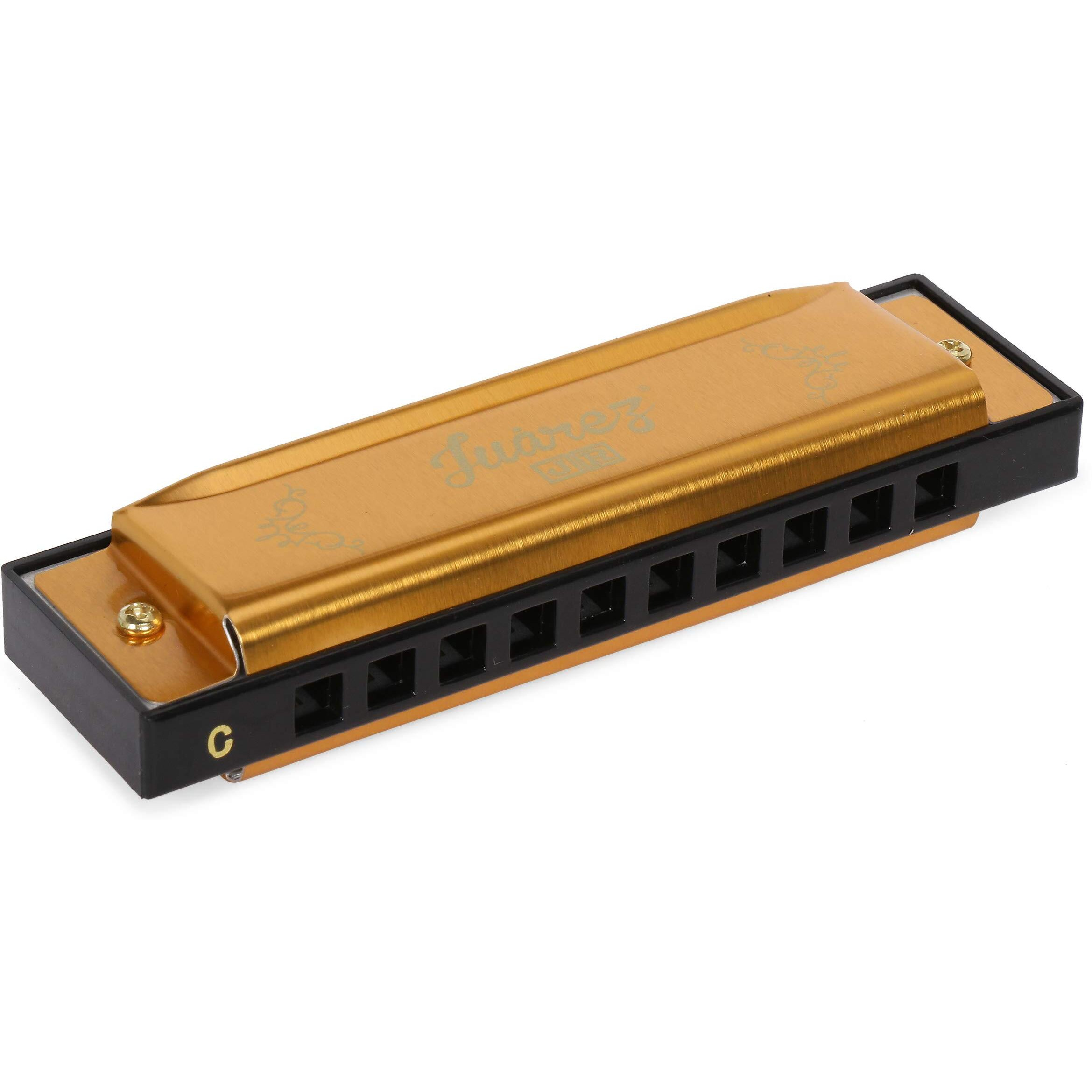 Juarez Junior Jj10Hg 10 Holes Educational Harmonica Key Of C Scale | Mouth Organ | Cover - Aluminum | Comb - Abs | Reed  Aluminum Gold
