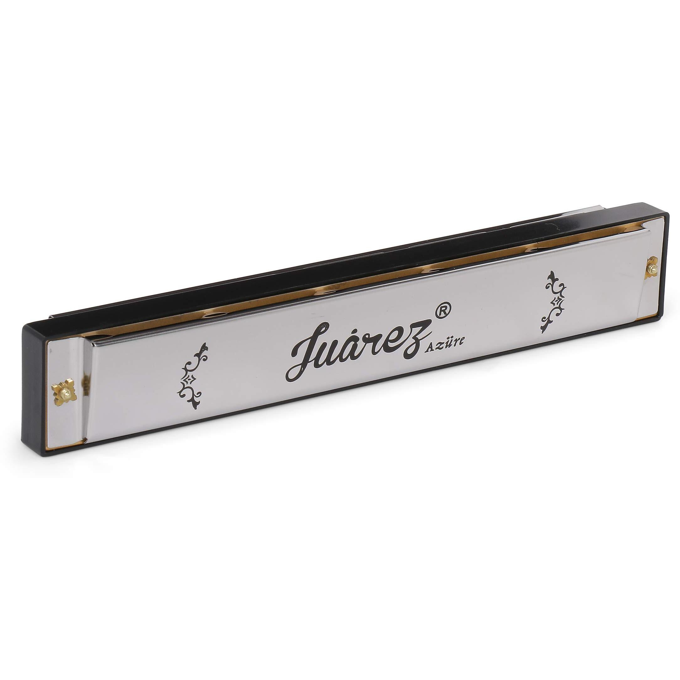 Juarez Jrz24H 24 Holes Harmonica Key Of C Scale | Mouth Organ | Cover - Stainless Iron | Comb - Abs | Reed  Aluminum Silver