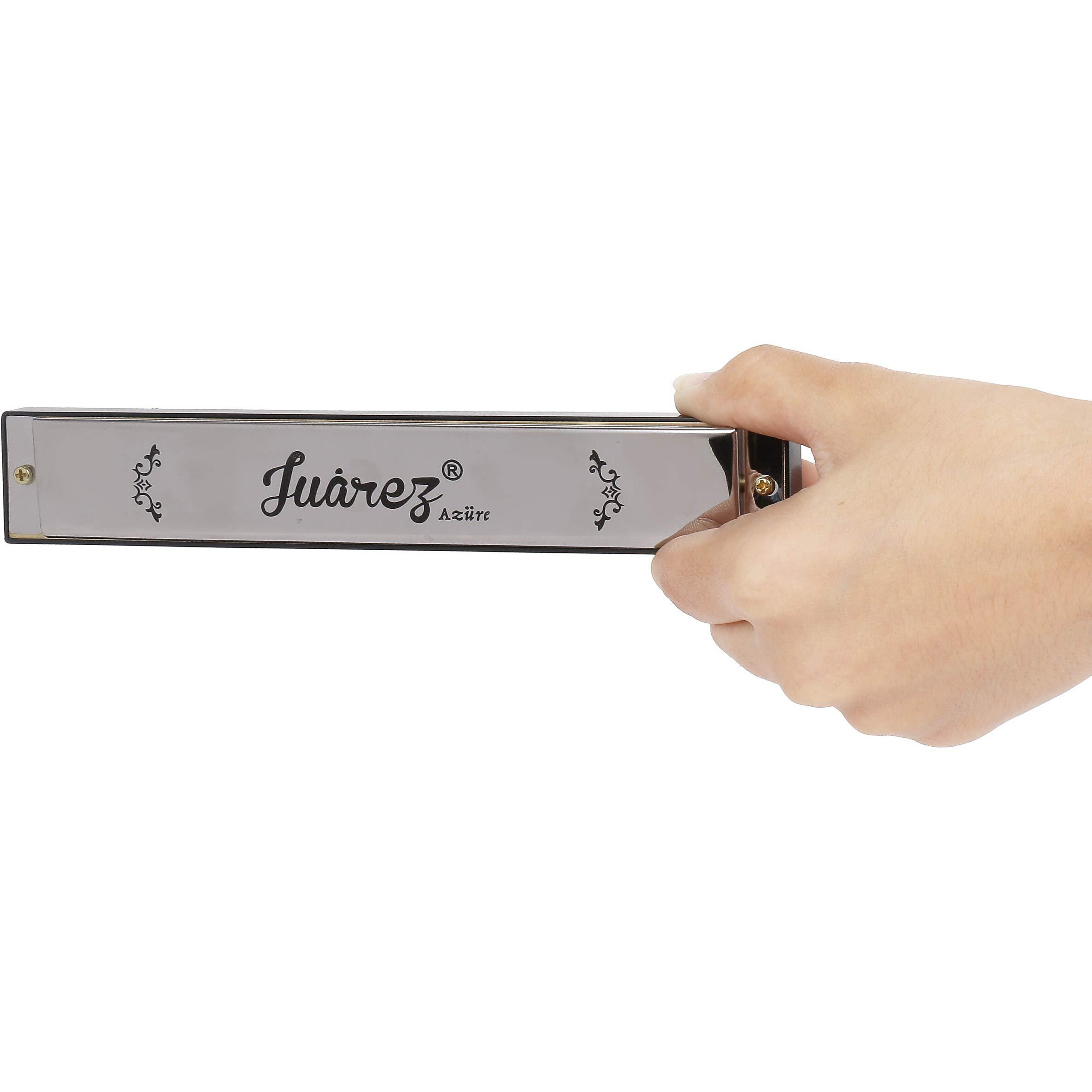 Juarez Jrz24H 24 Holes Harmonica Key Of C Scale | Mouth Organ | Cover - Stainless Iron | Comb - Abs | Reed  Aluminum Silver
