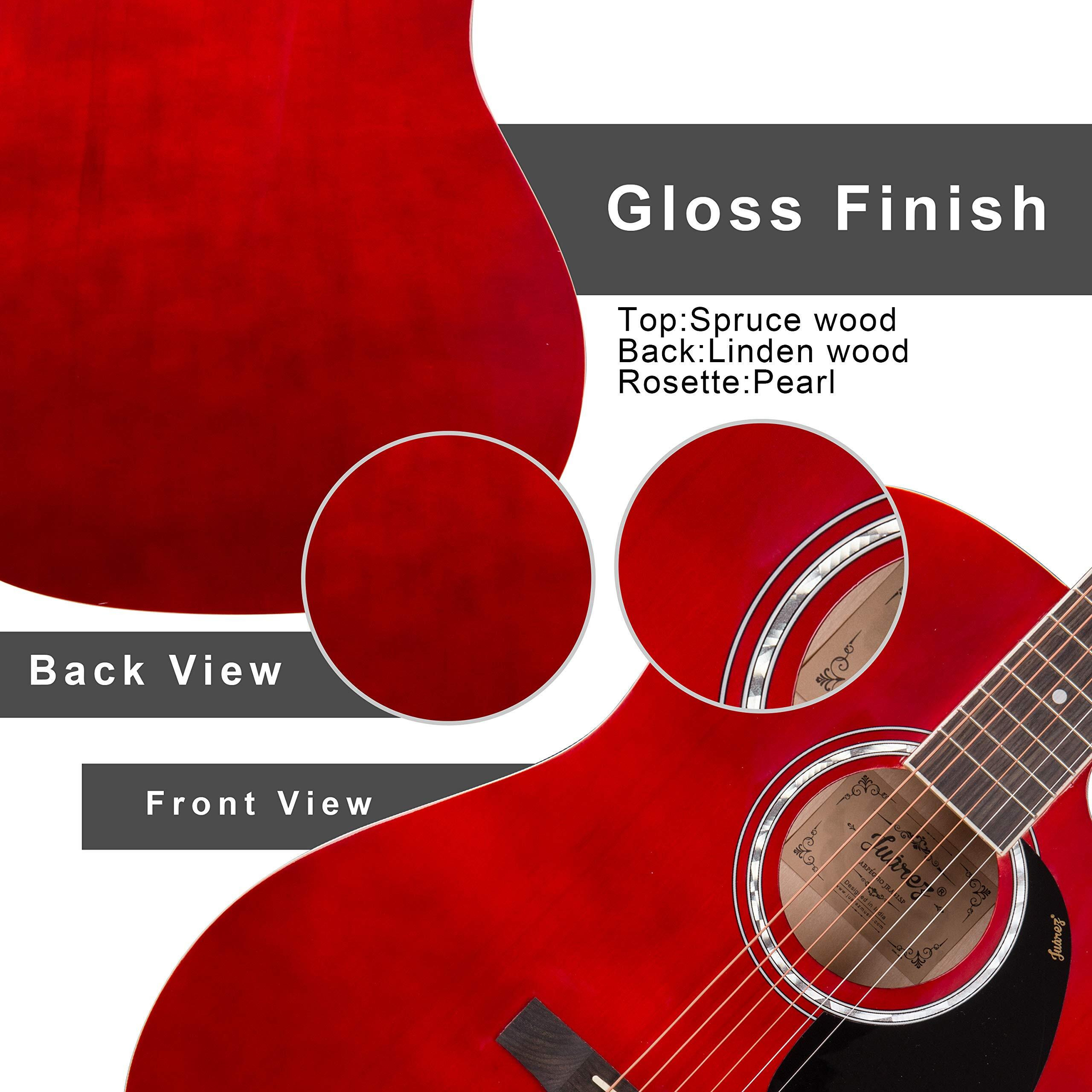 Juarez Arpeggio 41 Inch Acoustic Guitar Kit, Jra41Sp-Rd Spruce Top, Rosewood Fretboard & Bridge, Truss Rod, Chrome Die Cast Machine Tuners, Red