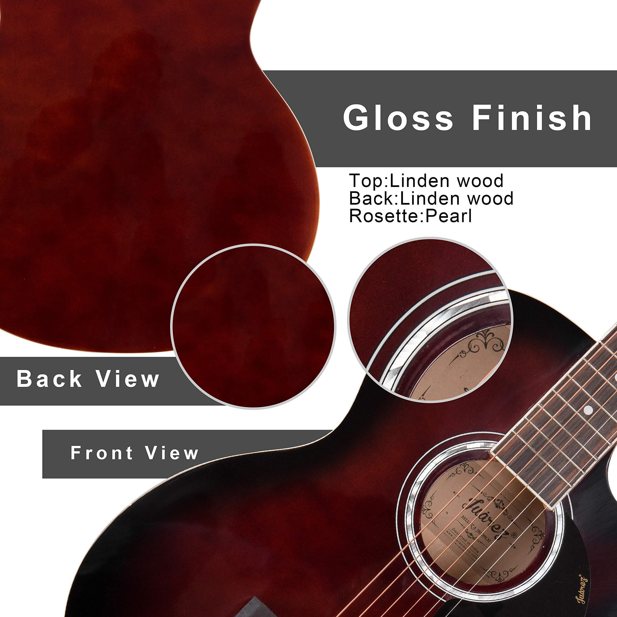 Juarez Belleza Cm 99.06 (39 Inch) Acoustic Guitar Kit, Jrb39Ln-Dbs Linden Top, Rosewood Fretboard & Bridge, Truss Rod, Chrome Die Cast Machine Tuners, Dark Brown Sunburst