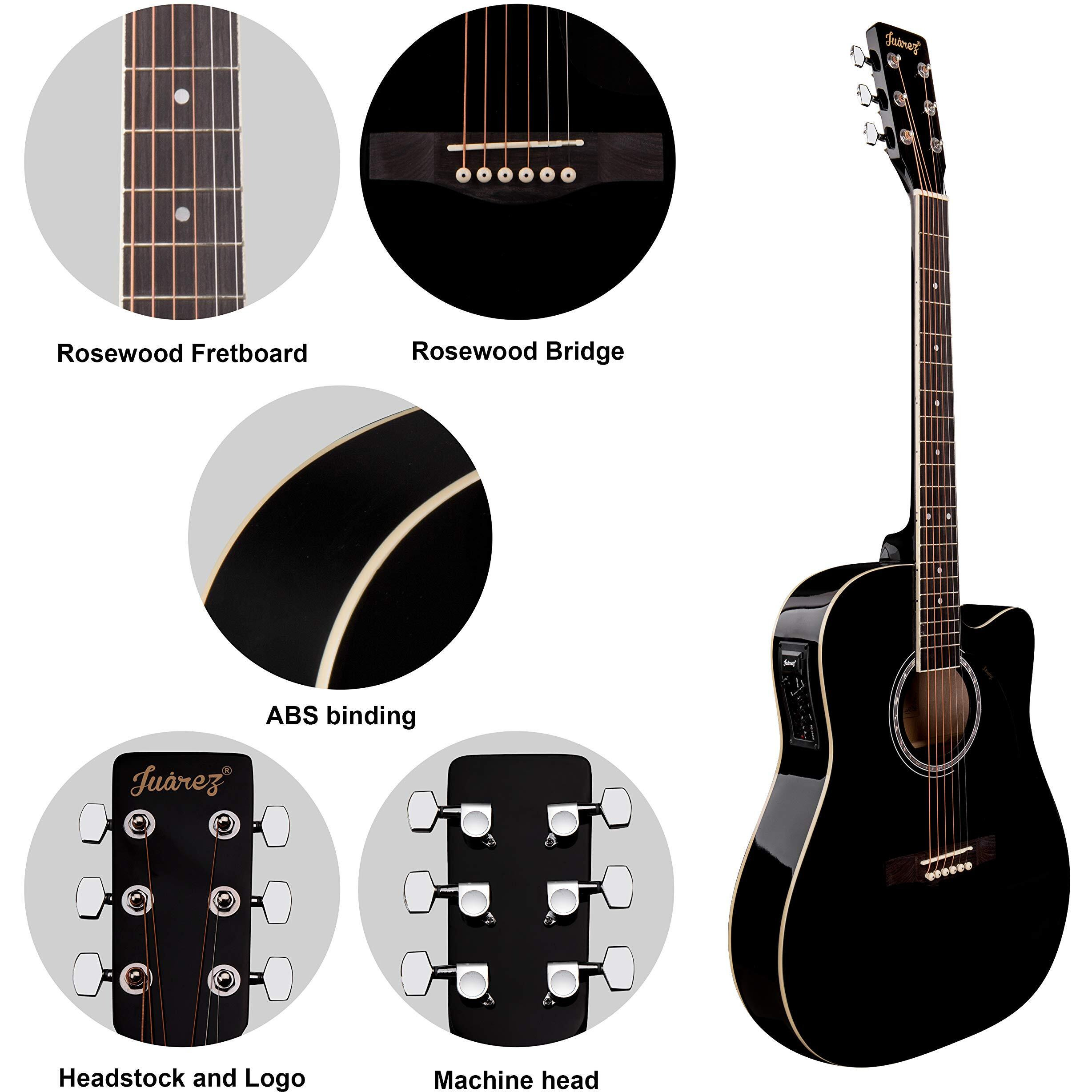 Juarez Arpggio Jra41Sp-Tlq-Bk 104.14 Cm (41 Inch) Semi-Acoustic Guitar Kit, Thin Line Body, Spruce Top, With 4 Band Eq, High Gloss Black