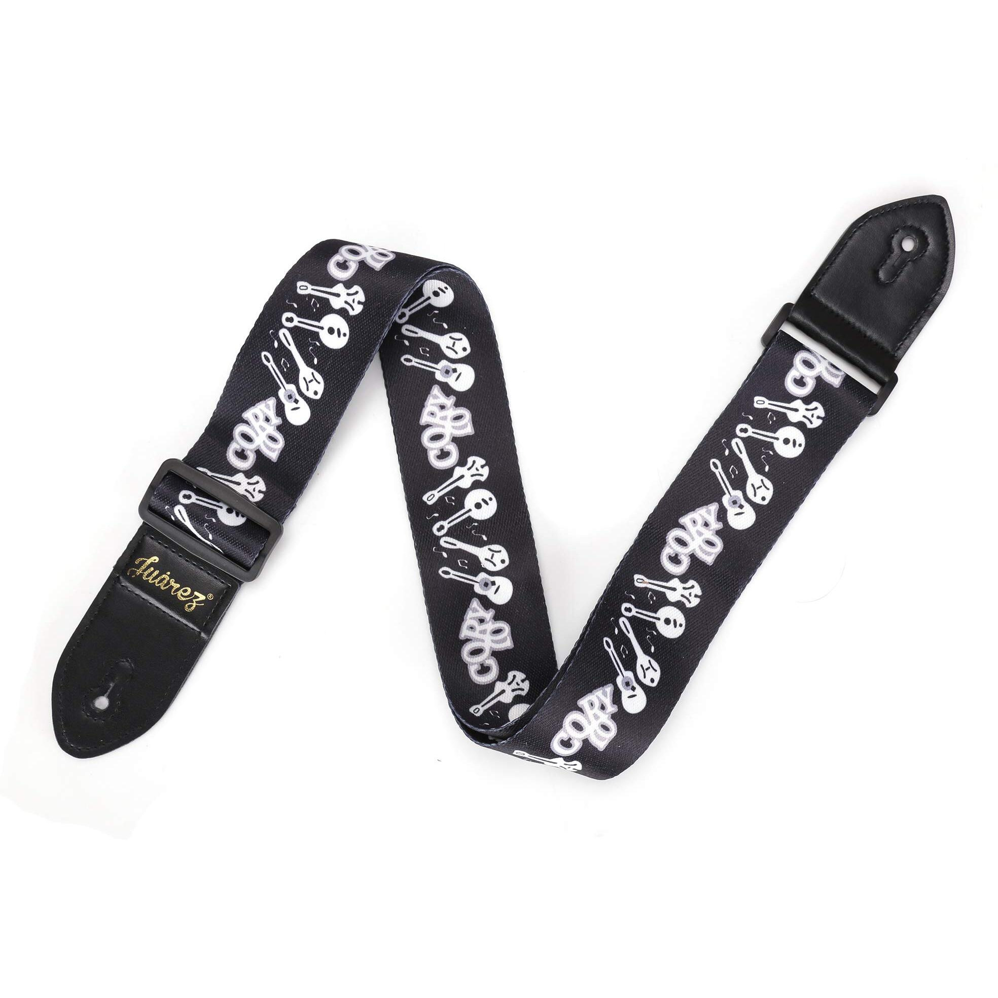 Juarez Jrgst200Bk Adjustable Guitar Strap For Electric/Acoustic Guitar/Bass - Soft Strap With Pu Leather Ends Black