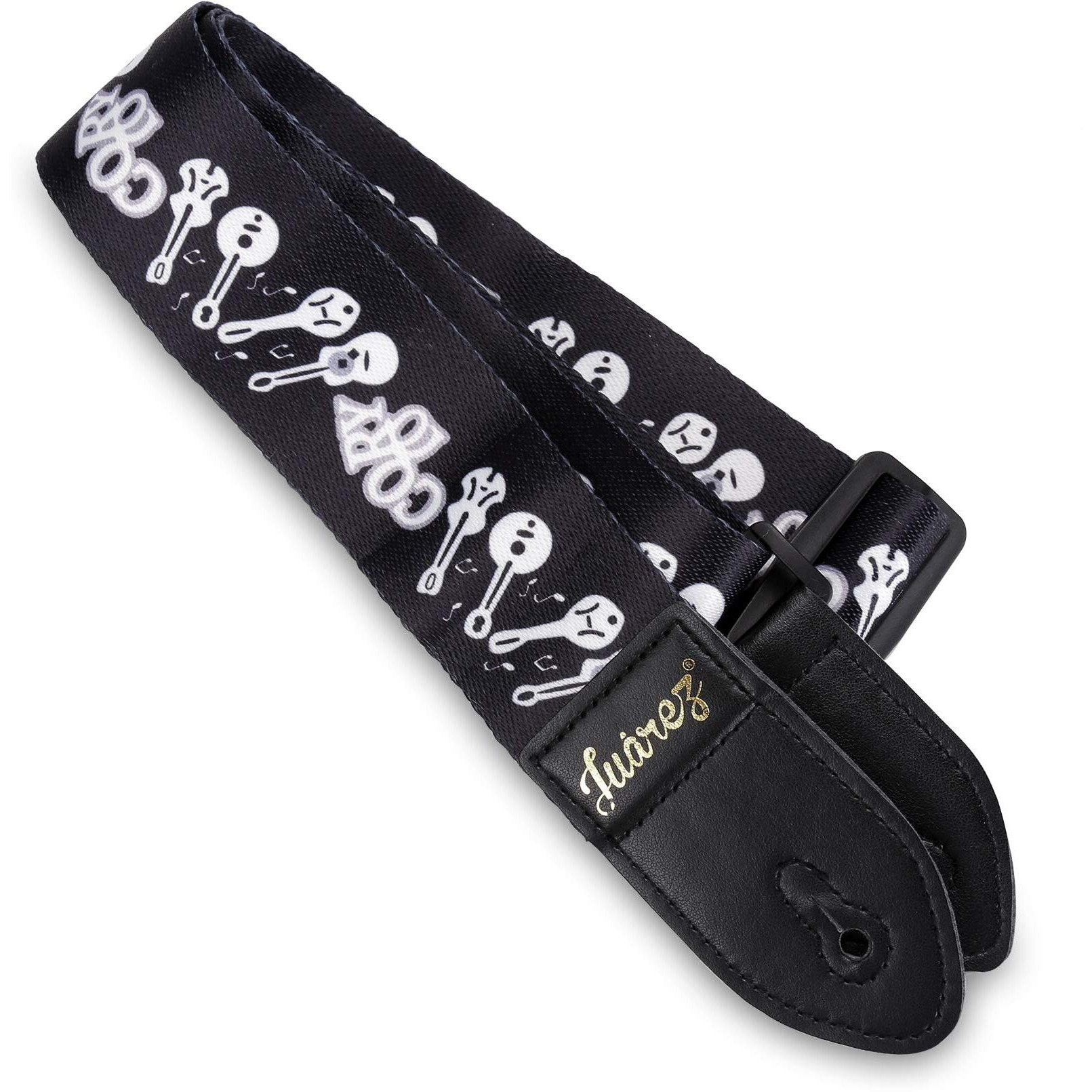 Juarez Jrgst200Bk Adjustable Guitar Strap For Electric/Acoustic Guitar/Bass - Soft Strap With Pu Leather Ends Black