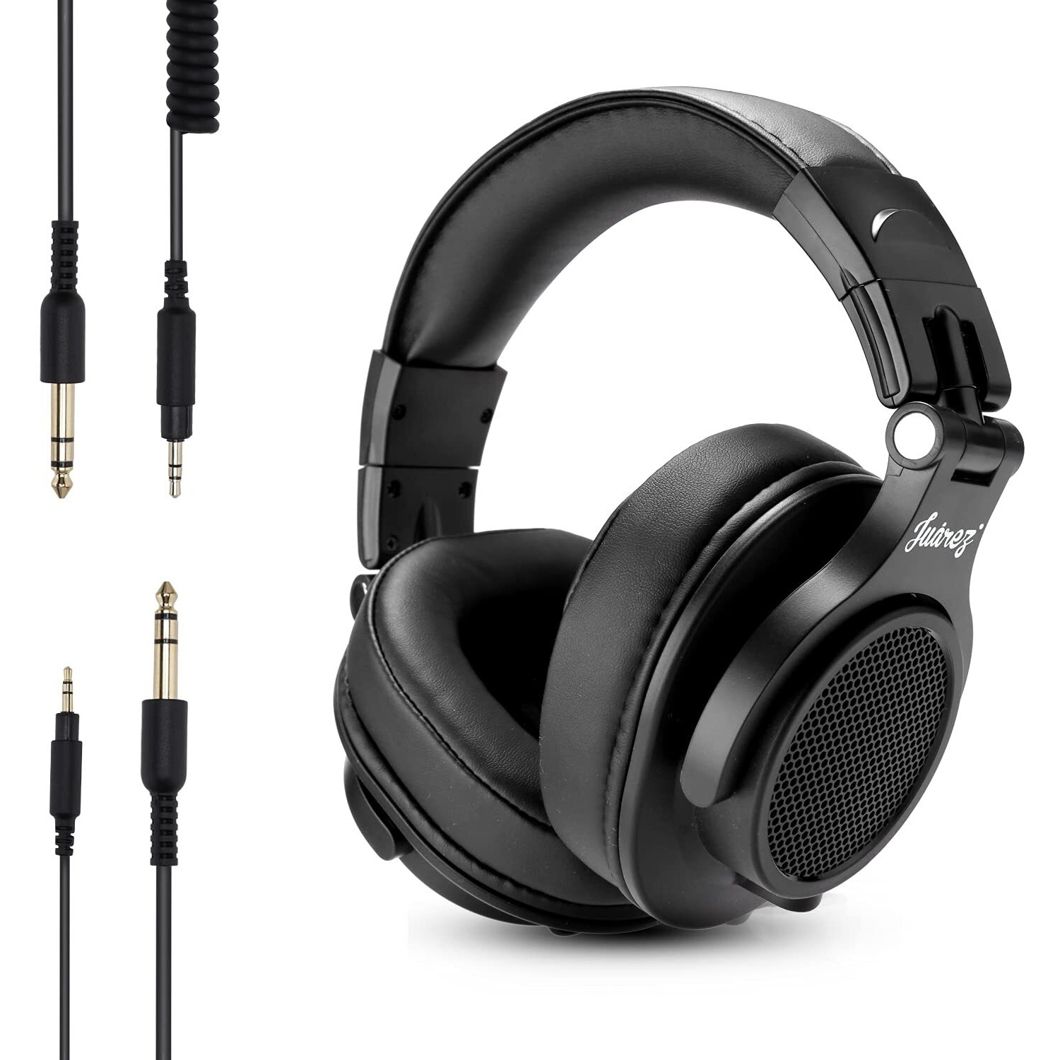 Juarez Jrdj400 Wired Over Ear Dj Headphones With Mic  40Mm Neodymium Drivers, 3.5Mm/6.35Mm Dual Jack, Foldable Design, Coiled & Straight Cable, Shareport, Noise Isolation, Black