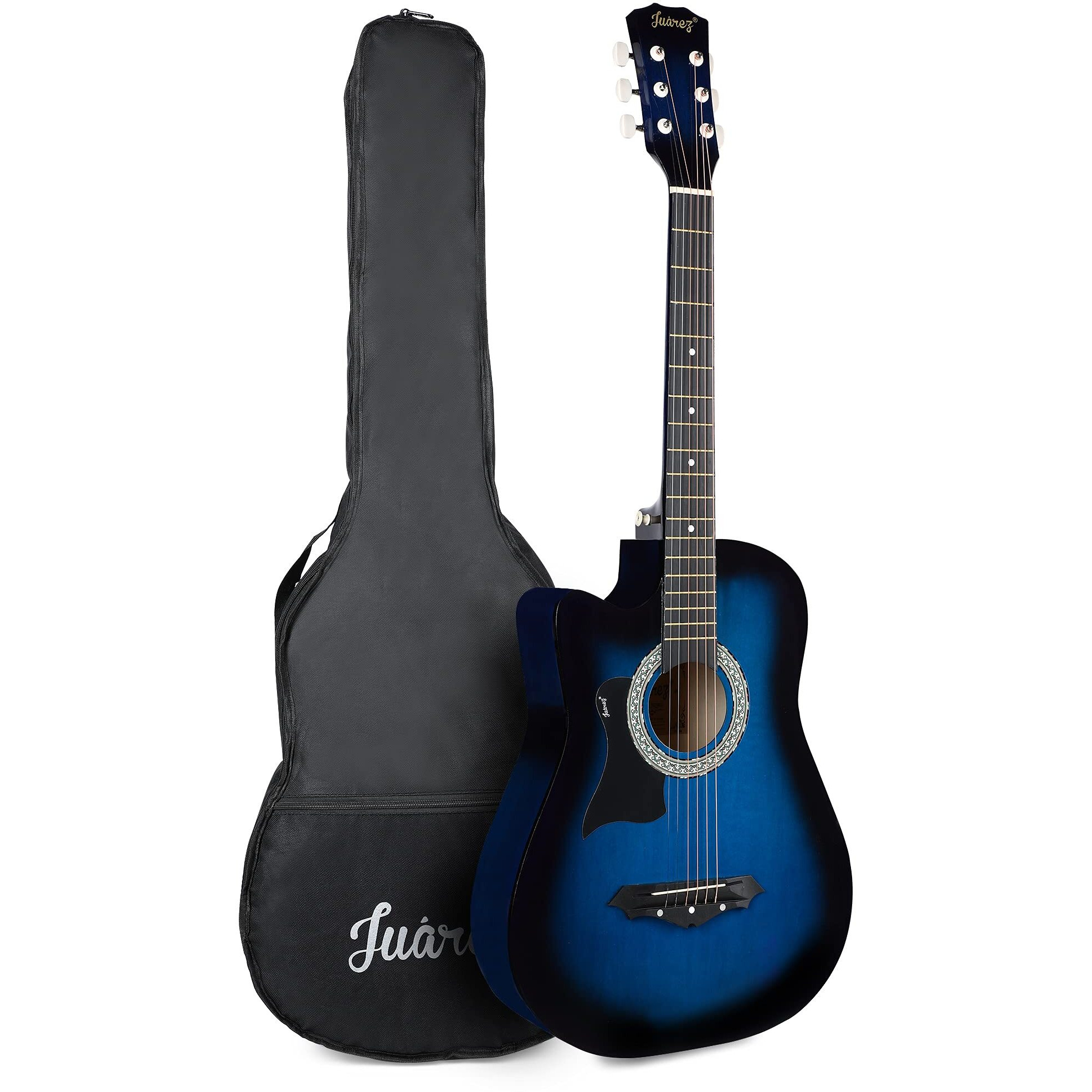 Juarez Acoustic Guitar, [Left Handed] 38 Inch Cutaway, 38Cl/Tbls With Bag, Strings, Pick And Strap, Blue Sunburst