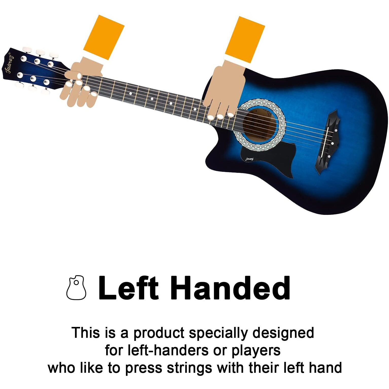 Juarez Acoustic Guitar, [Left Handed] 38 Inch Cutaway, 38Cl/Tbls With Bag, Strings, Pick And Strap, Blue Sunburst