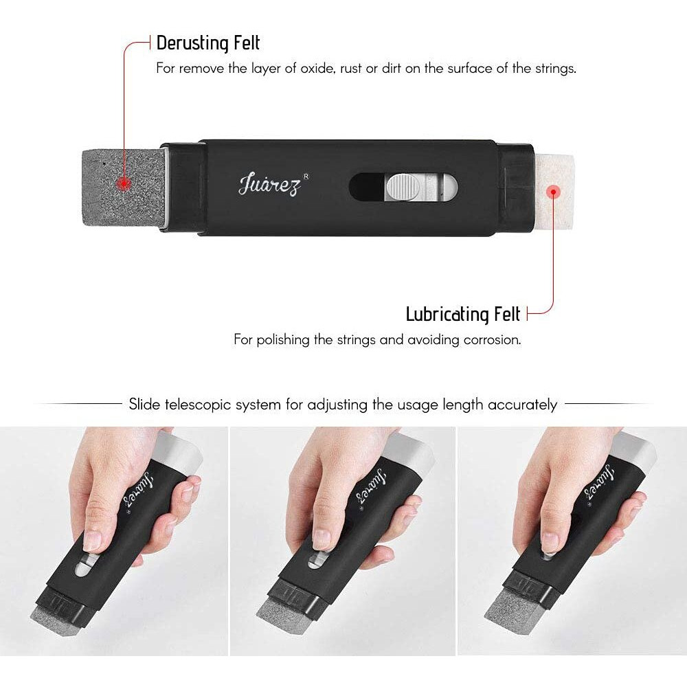 Juarez Guitar String Cleaning Brush Jclb200  Dual-Head Rust Remover & String Lubricator For Acoustic, Electric, Bass & Ukulele