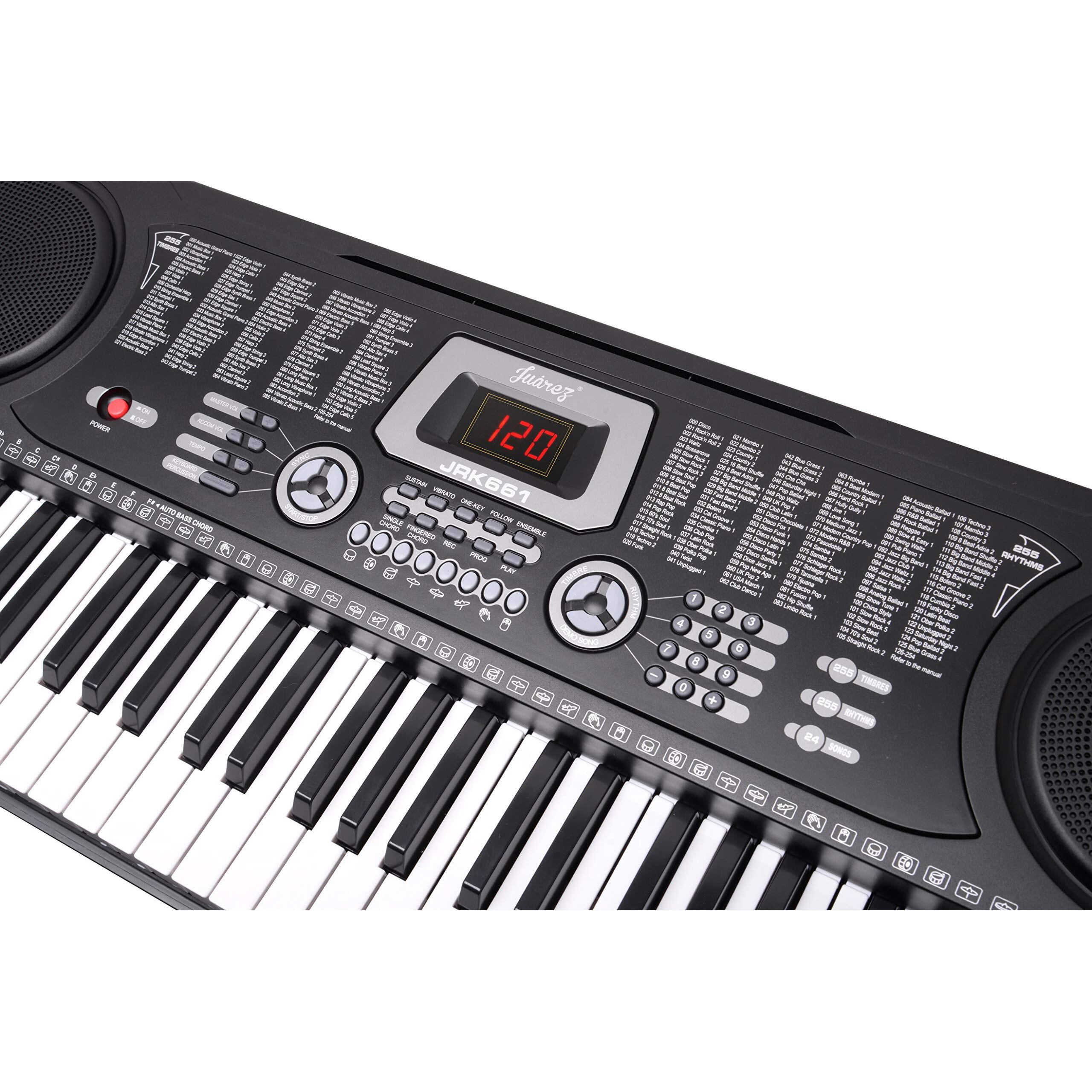 Juarez Octav Jrk661 61 Keys Electronic Keyboard Piano With Led Display | Adapter | Key Note Stickers | Mic |Music Sheet Stand | Jak100 Keyboard Bench | Jak200 Piano Keyboard Stand