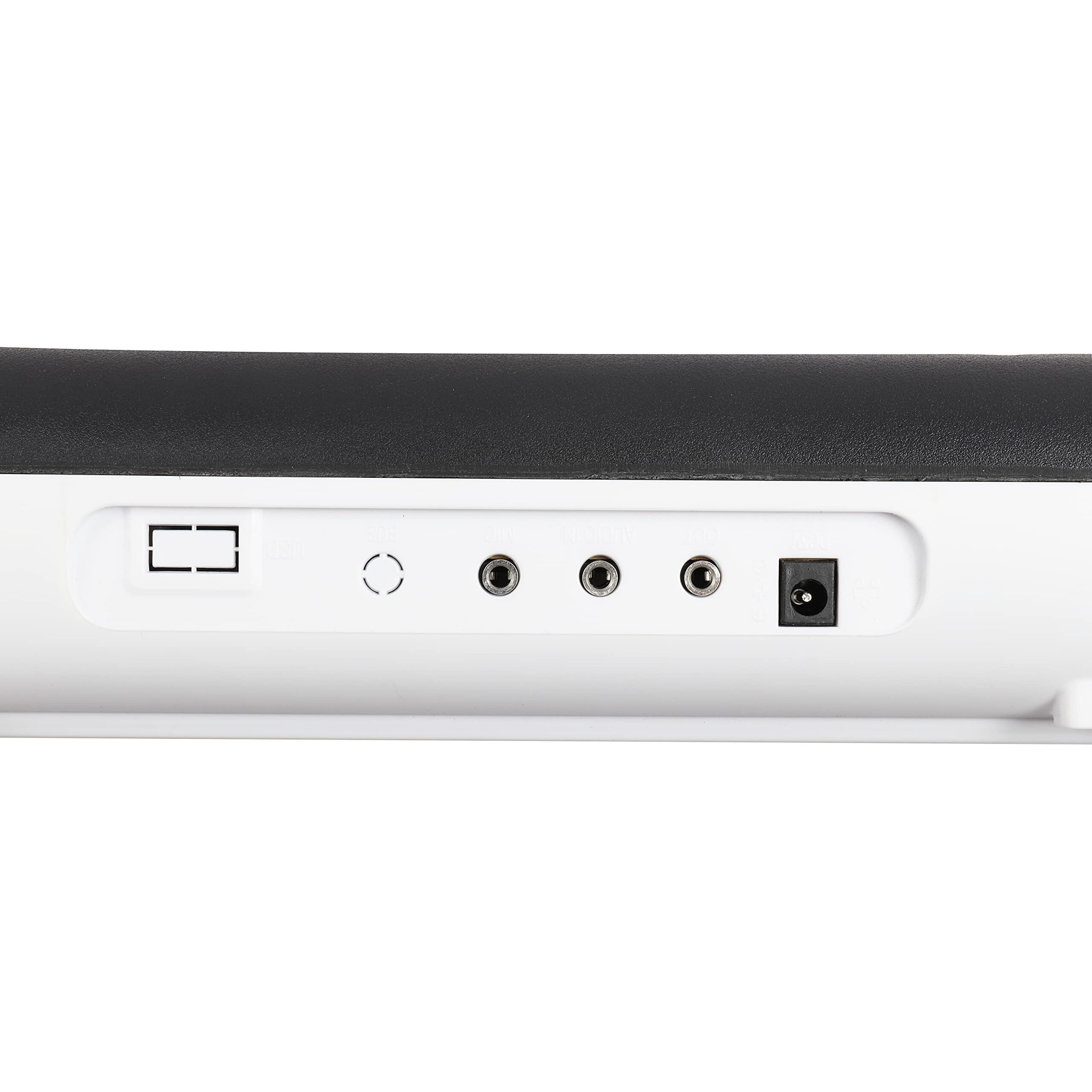 Juarez Jrk664 61-Key Electronic Keyboard  200 Rhythms, 200 Tones, 70 Demo Songs, Mic, Adapter, Keynote Stickers, Stand, Record & Play, White  Beginner Kit With Display