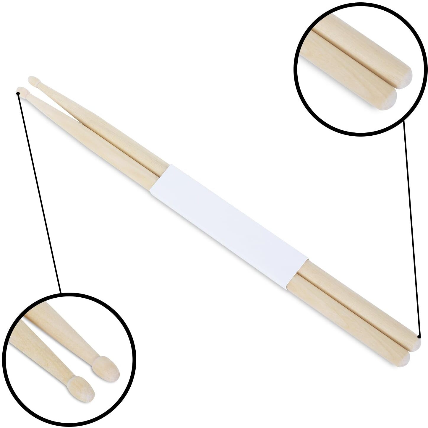Jurez Jrds100 Wooden Drum Sticks  5A Size, Maple Wood With Wooden Tips, Durable & Balanced For Drummers (Pair)
