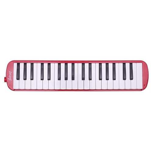 Juarez 37 Key Melodica Jmld37Rd Musical Instrument Soprano Air Piano Keyboard Pianica With Carrying Bag, 1 Soft Long Tube, 1 Mouthpiece, Wipe Cloth, Red