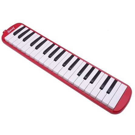 Juarez 37 Key Melodica Jmld37Rd Musical Instrument Soprano Air Piano Keyboard Pianica With Carrying Bag, 1 Soft Long Tube, 1 Mouthpiece, Wipe Cloth, Red