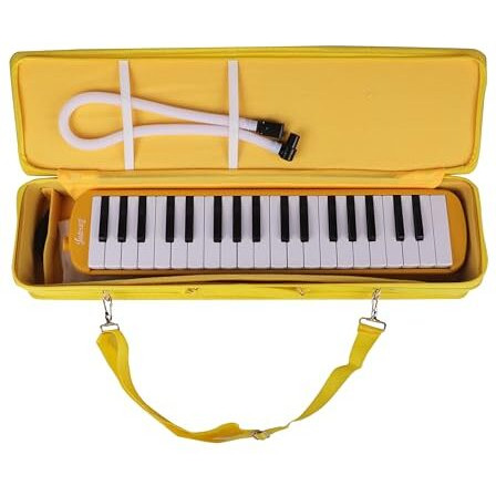 Juarez 37 Key Melodica Jmld37Yl Musical Instrument Soprano Air Piano Keyboard Pianica With Carrying Bag, 1 Soft Long Tube, 1 Mouthpiece, Wipe Cloth, Yellow