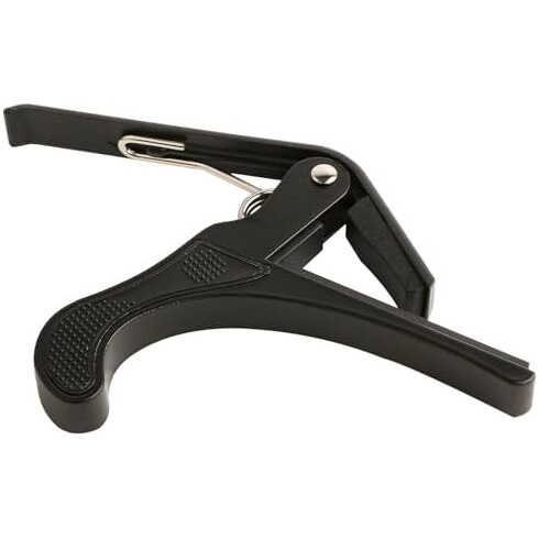 Jurez One Handed Trigger Guitar Metal Capo Quick Change Combo With Guitar Plectrums Pick Set Of Various Thickness, 6 Pieces (Celluloid + Abs), Colours Random