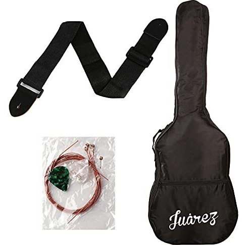 Juarez Acoustic Guitar Accessory Kit  Soft Guitar Bag, Adjustable Strap, Extra Strings & 2 Picks