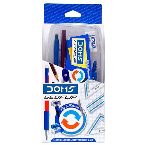 Doms Geoflip Geometry Box | Drawing Mathematical Instruments | In Flip Compartment With Mechanical Pencil & Extra Leads