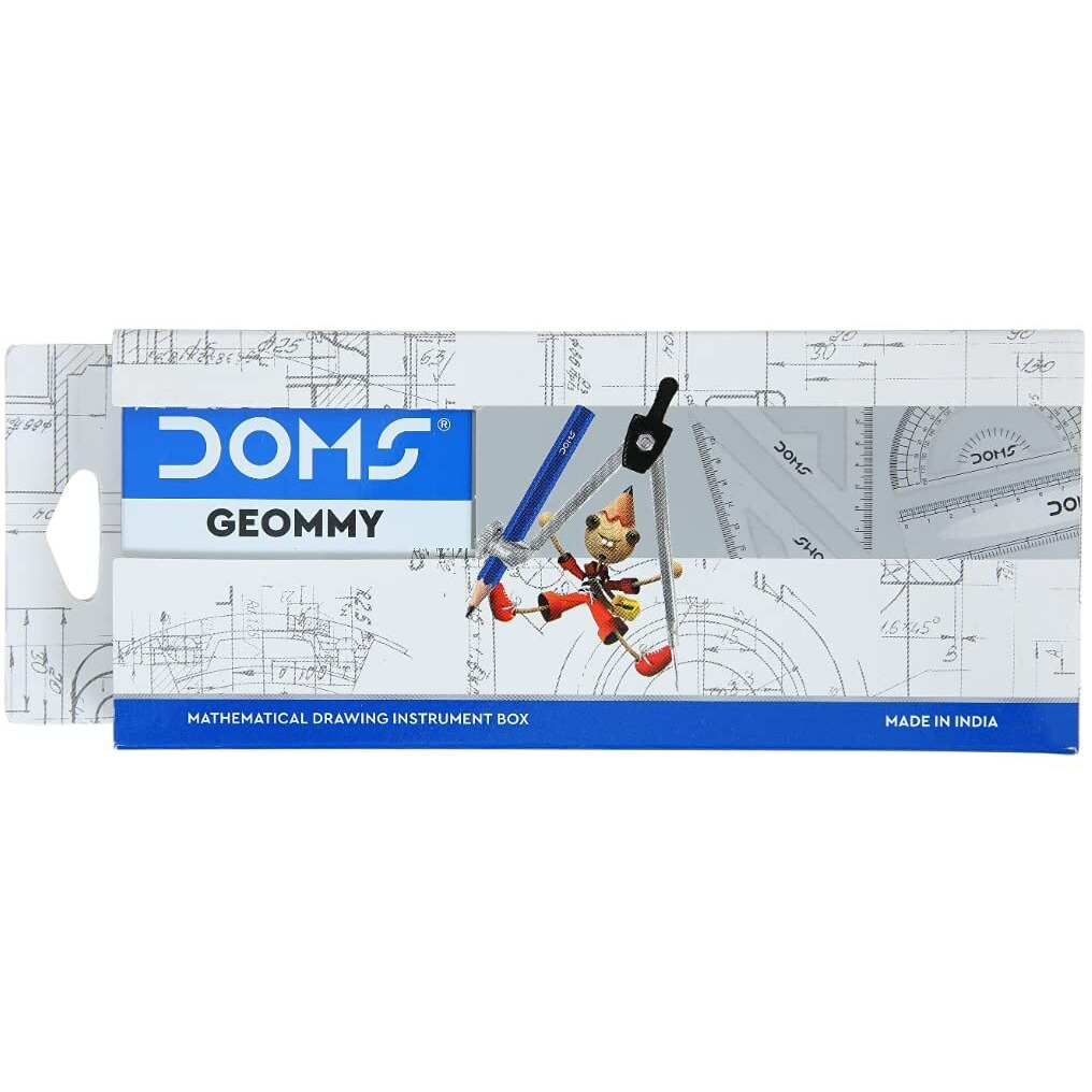 Doms Geommy Mathematical Drawing Instrument Geometry Box | Durable Blue Finish Body | Safe & User Friendly | Set Of 10 Instruments X Pack Of 2