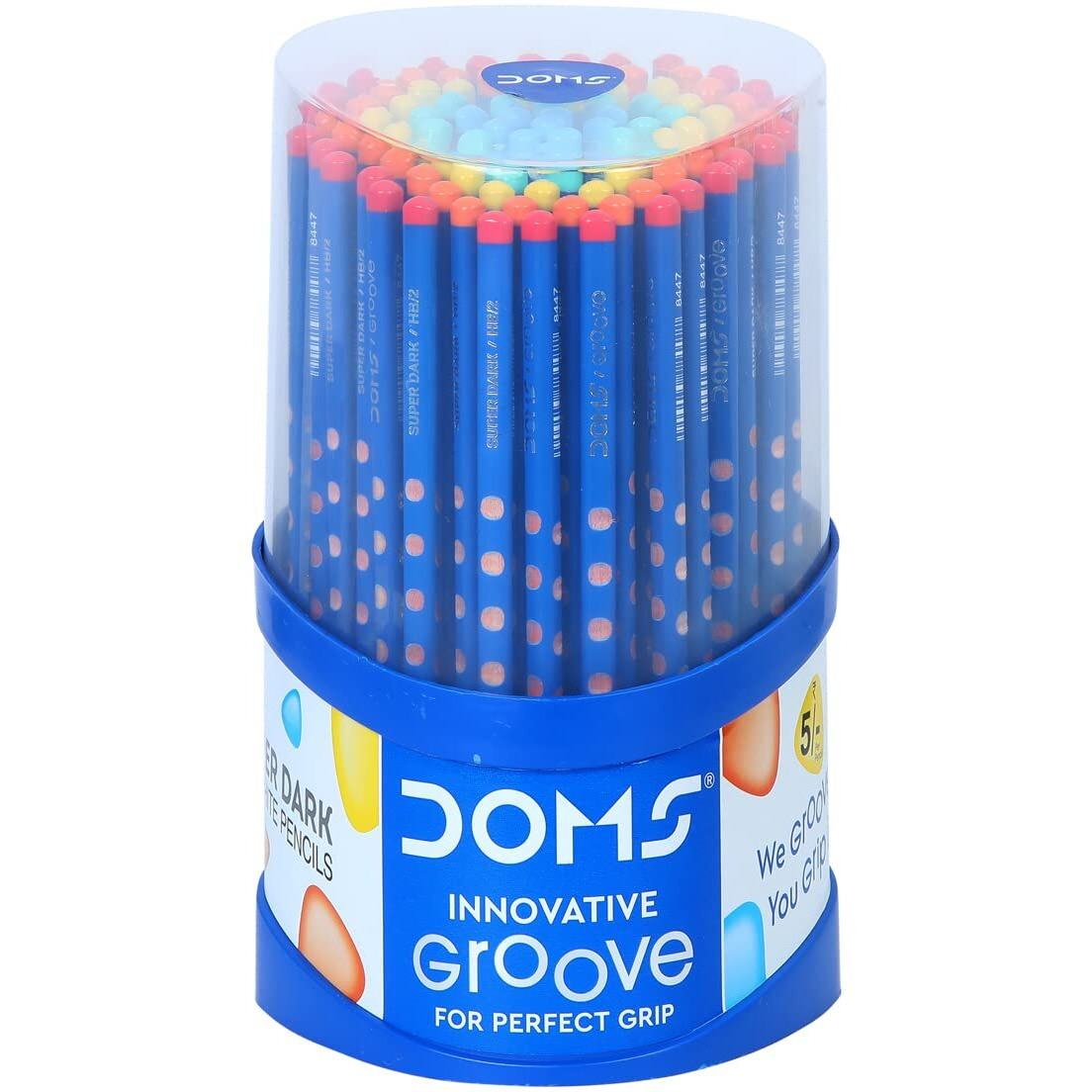 Doms Groove Super Dark Graphite Pencils | Innovative Groove For Perfect Grip | Tumbler Set Of 100 Pieces, Multicoloured, Pack Of 1 (Dm8438)