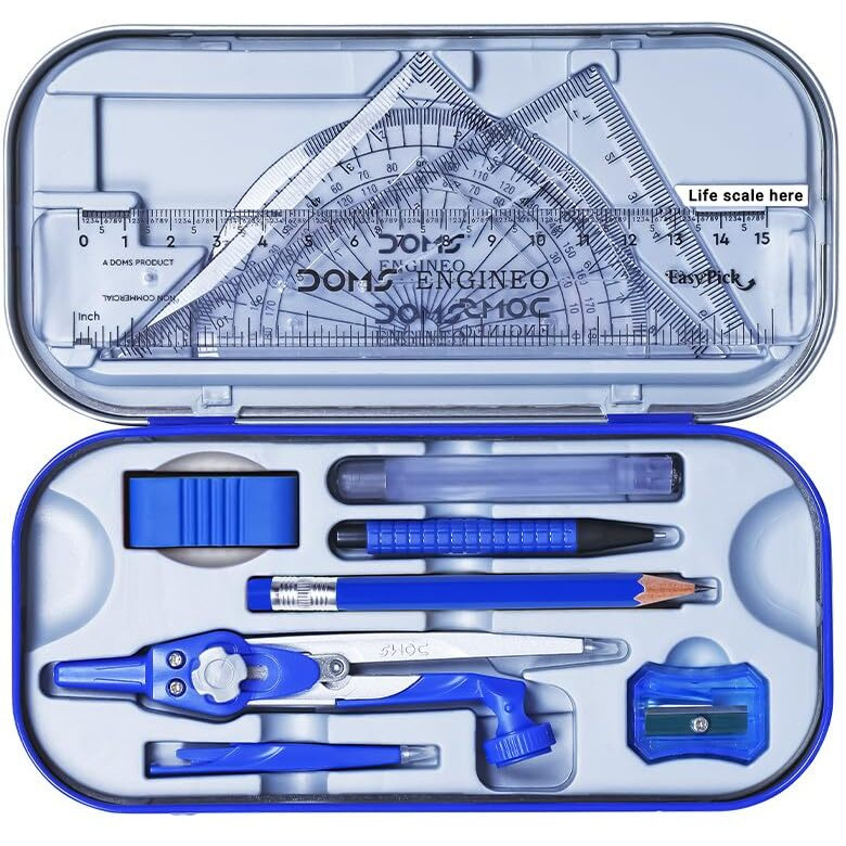 Doms Engineo Geometry Box And Mathematical Drawing Instrument (2 In 1 Convertible Leg Joint)