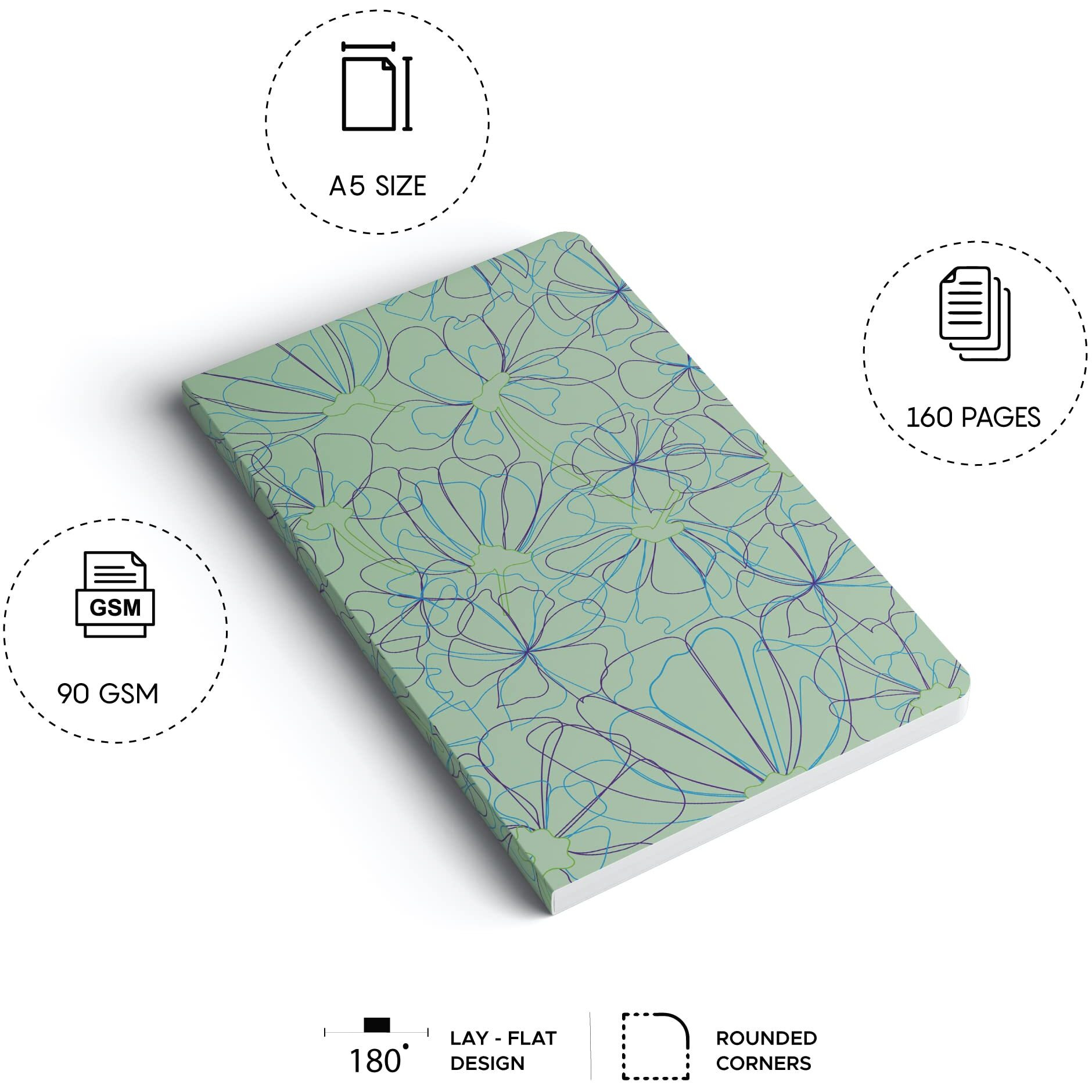 Factor Notes A5 Notebook Ruled | 90 Gsm | 160 Pages (Nurture Mint)