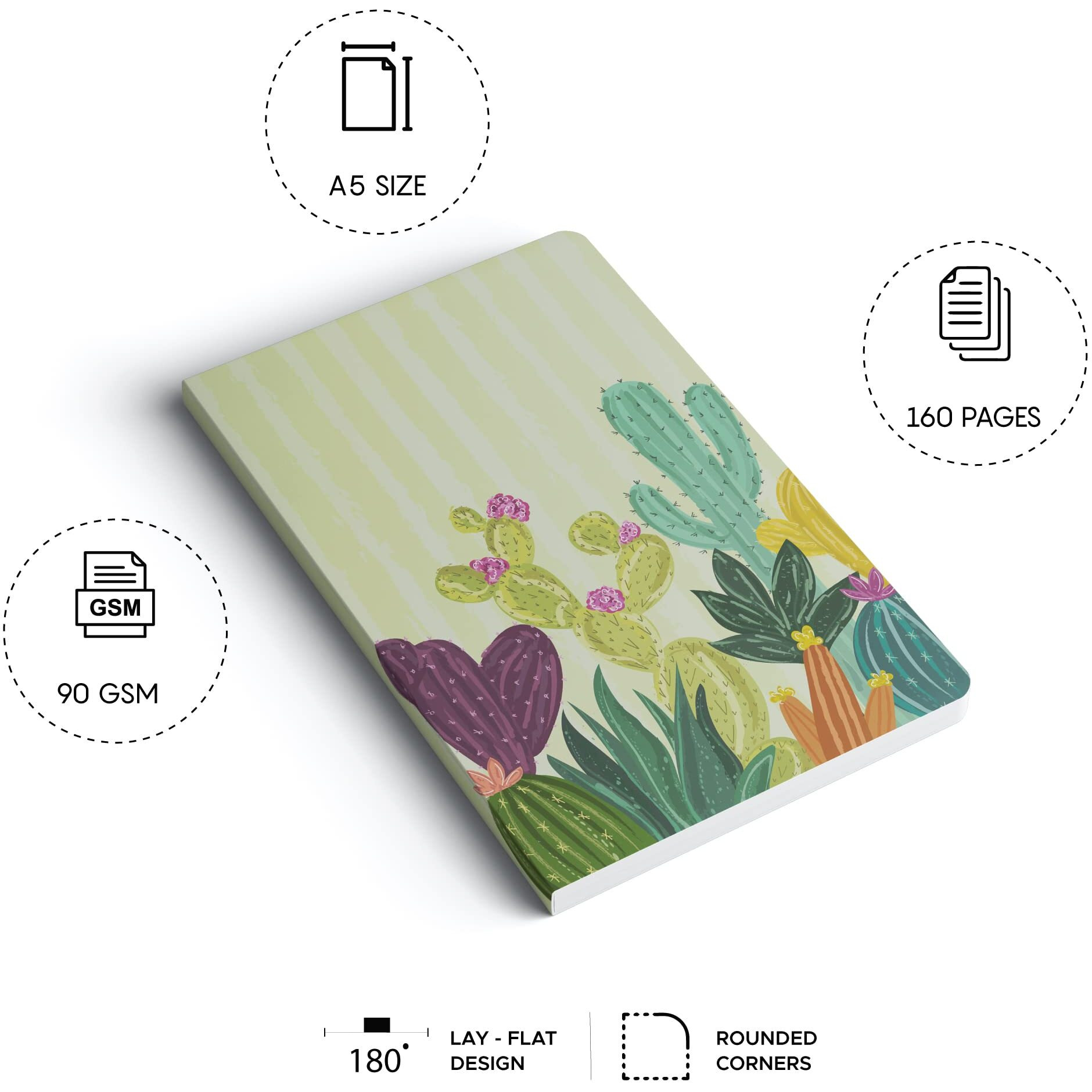 Factor Notes A5 Notebook Ruled | 90 Gsm | 160 Pages (Prickly Pair)