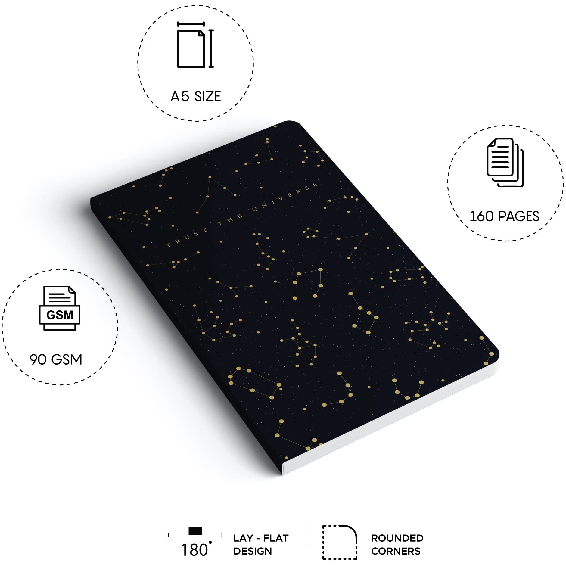 Factor Notes A5 Notebook Ruled | 90 Gsm | 160 Pages (Trust The Universe)