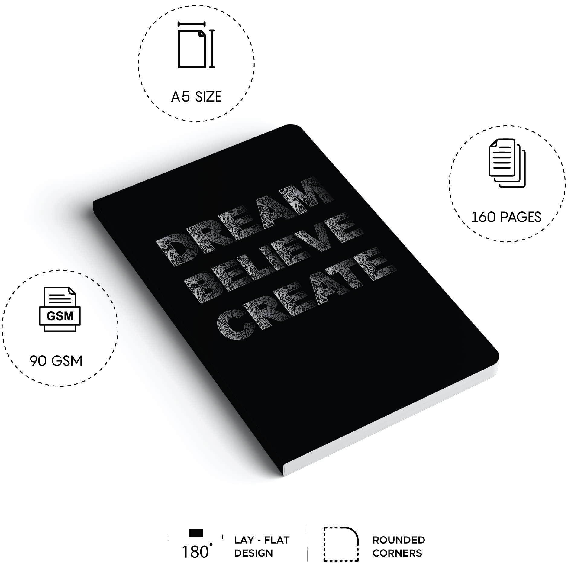 Factor Notes A5 Notebook Ruled | 90 Gsm | 160 Pages (Dream Believe)