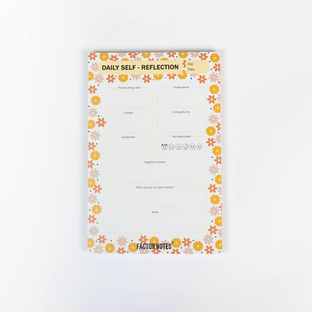 Factor Notes Tear-Off NotepadsA5 Sized|90 Sheets|90 Gsm(Daily Self Reflection)